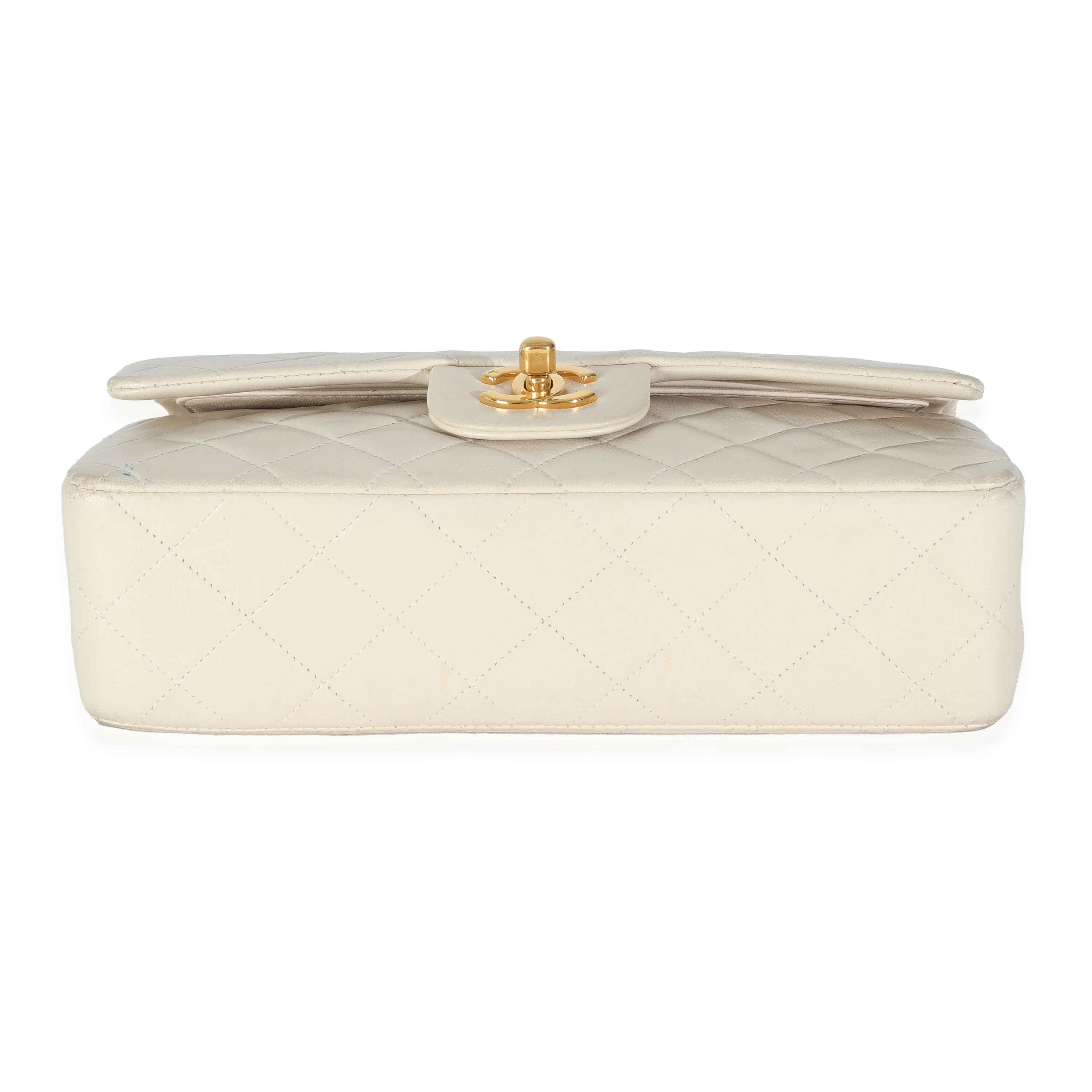 Vintage 24K Cream Quilted Lambskin Small Classic Double Flap Bag - Image 5