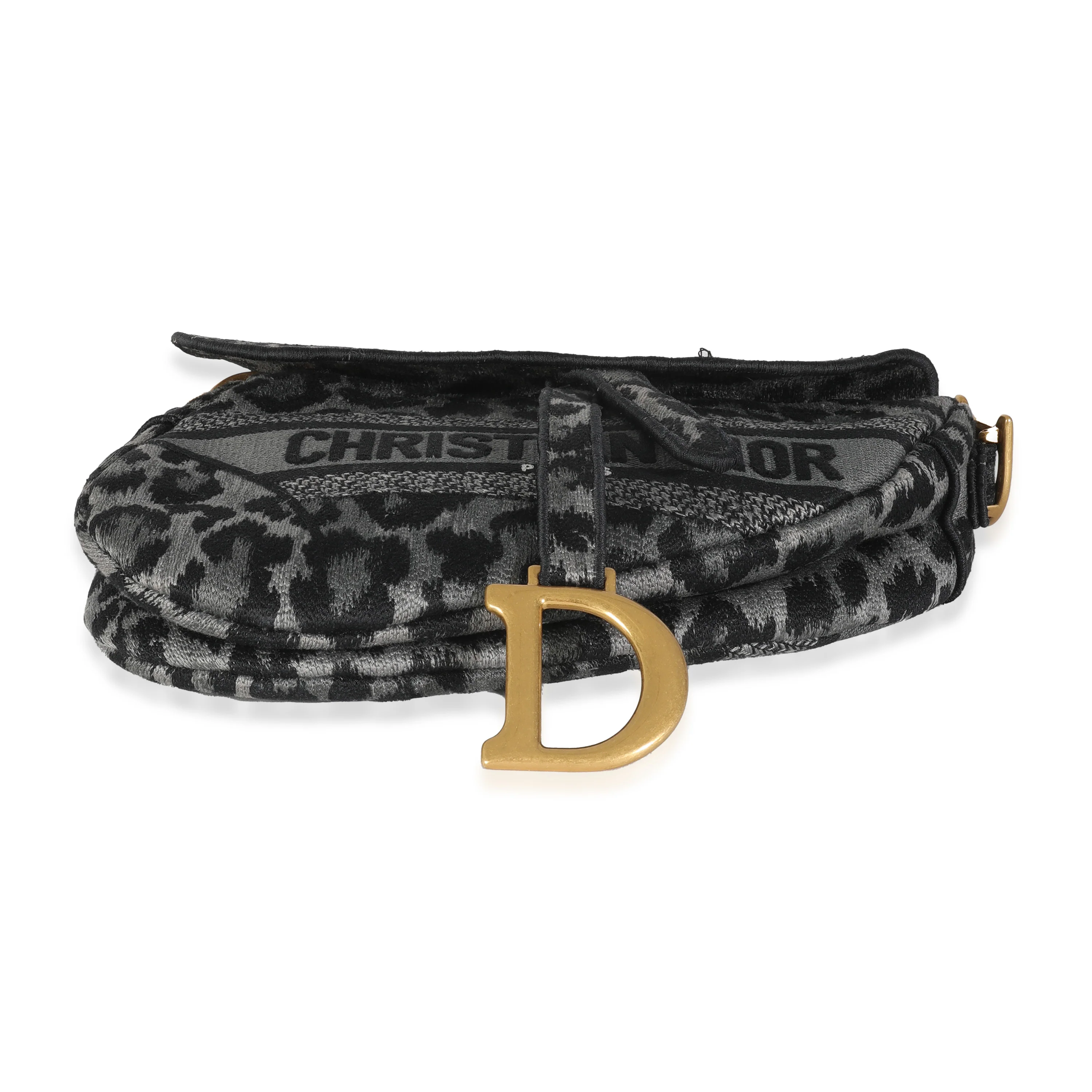 Grey Cheetah Mizza Embroidered Canvas Saddle - Image 5