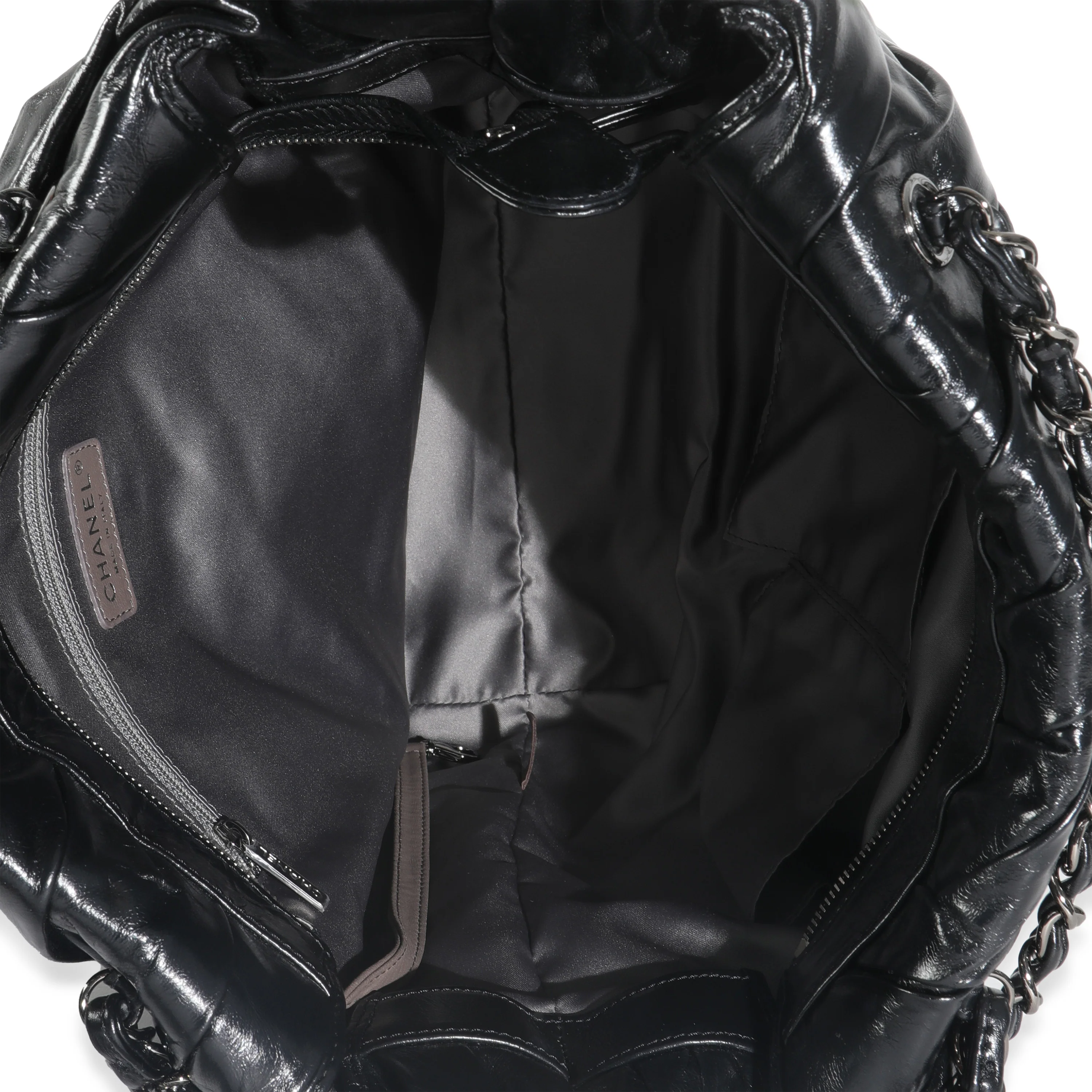 Black Glazed Calfskin Large Twisted Tote - Image 8