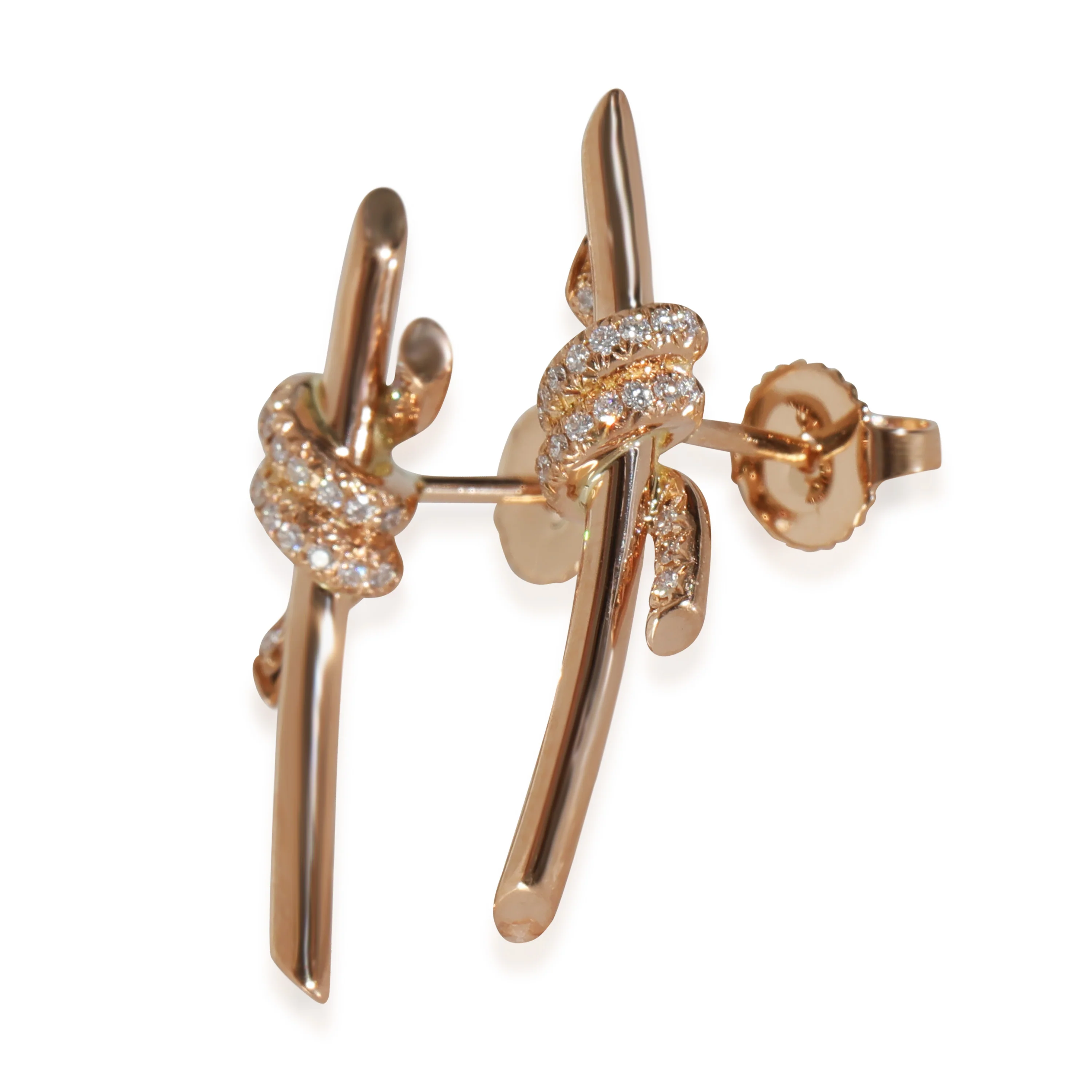 Tiffany Knot Diamond Earrings in 18k Rose Gold 0.09 CTW - Image 2