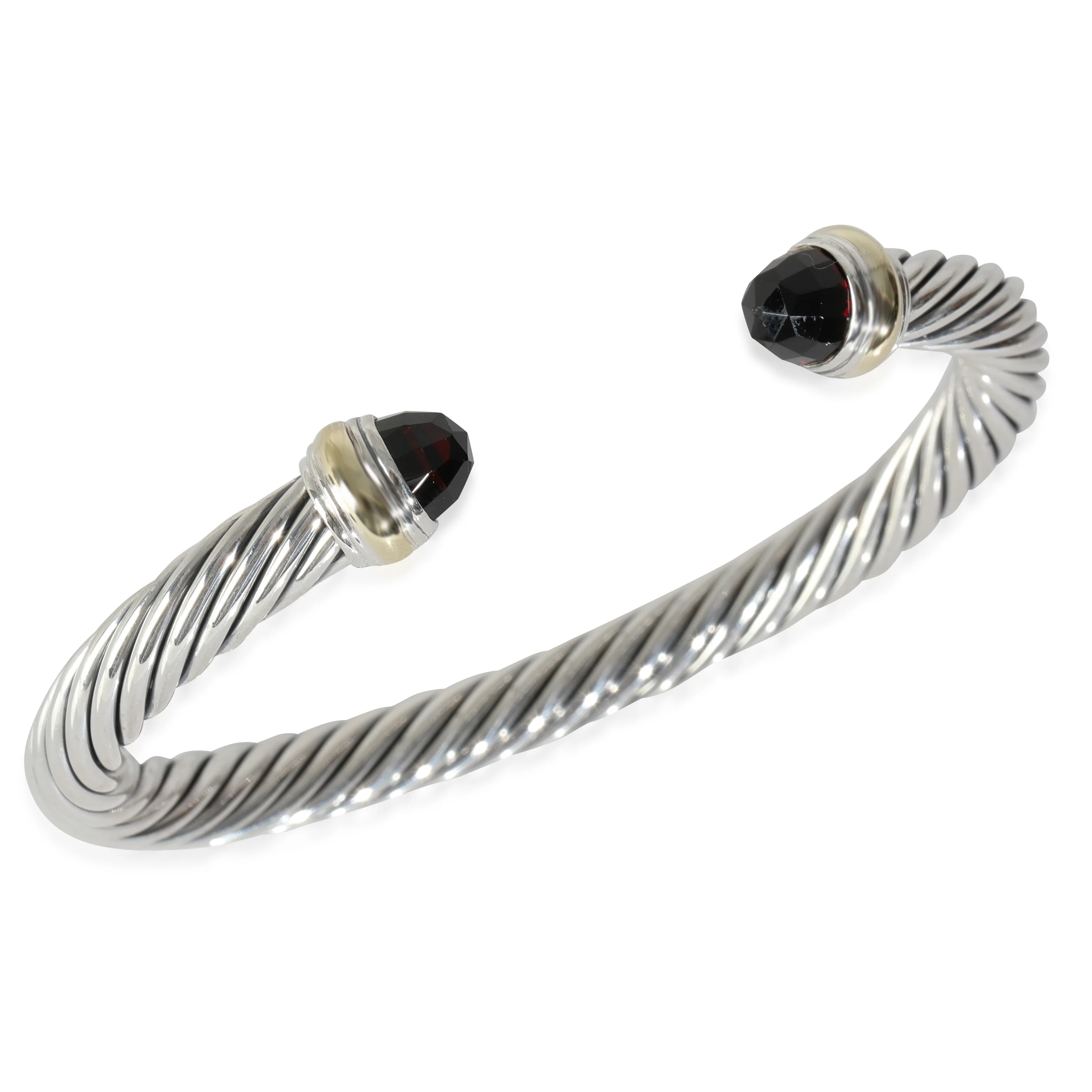 Cable Classic Garnet Bracelet in 14k Yellow Gold/Sterling Silver - Image 3