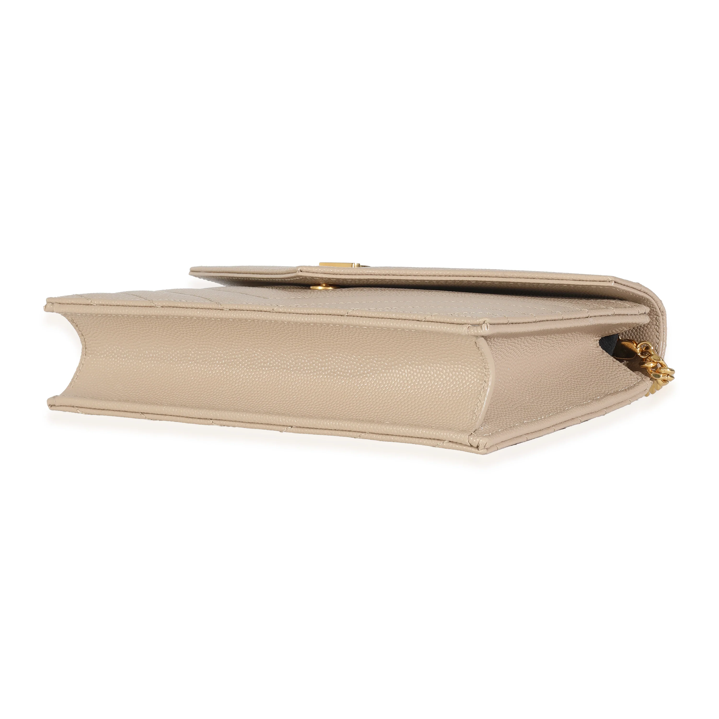 Dark Beige Grain De Poudre Cassandre Envelope Chain Wallet - Image 6