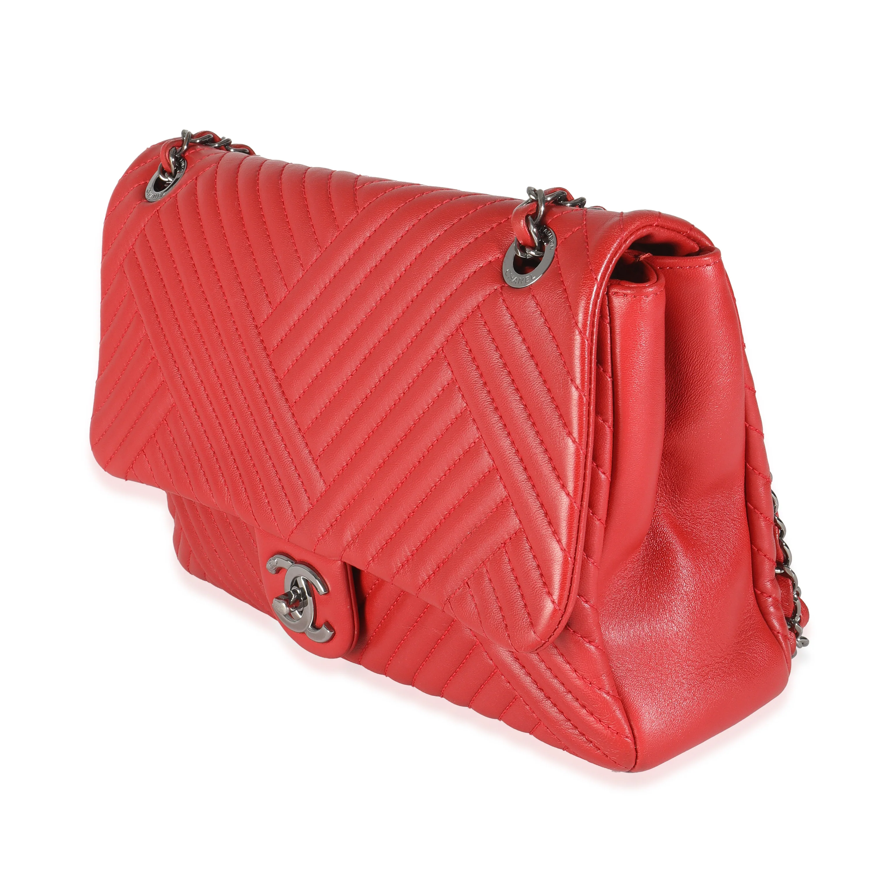 Red Lambskin CC Medium Crossing Flap Bag - Image 2