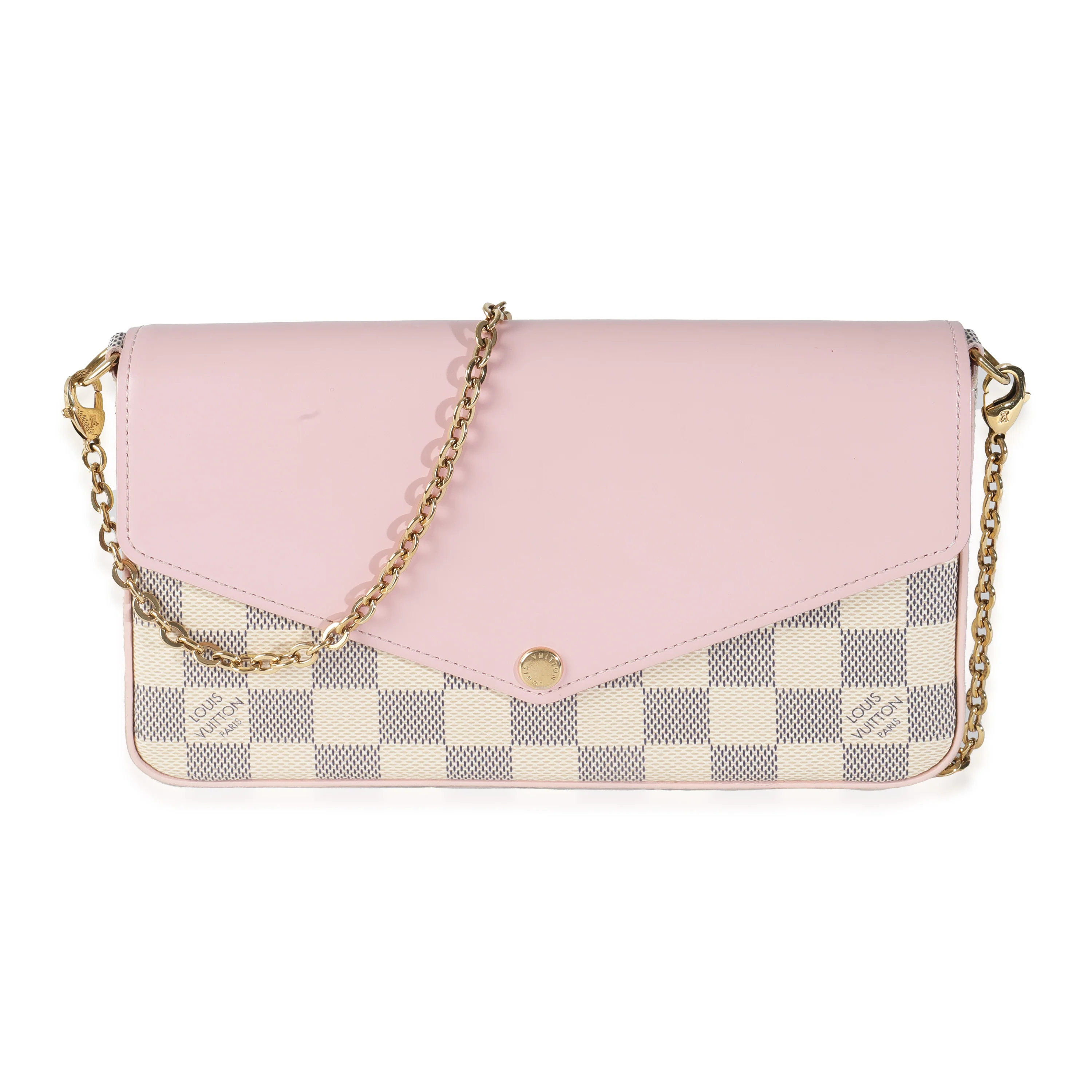 Eau De Rose Calfskin Damier Azur Canvas Felicie Pochette