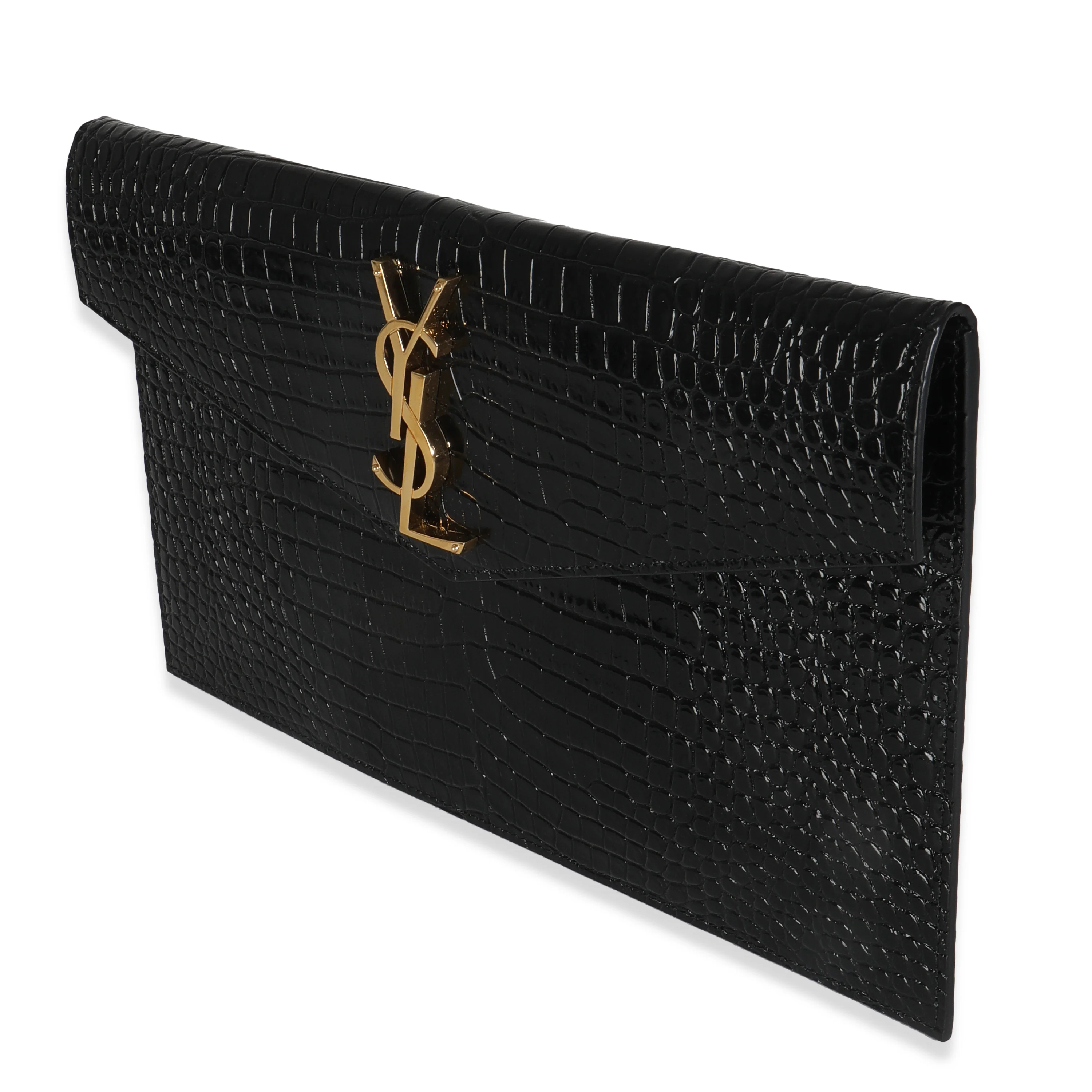 Black Croc Embossed Calfskin Uptown Clutch - Image 2
