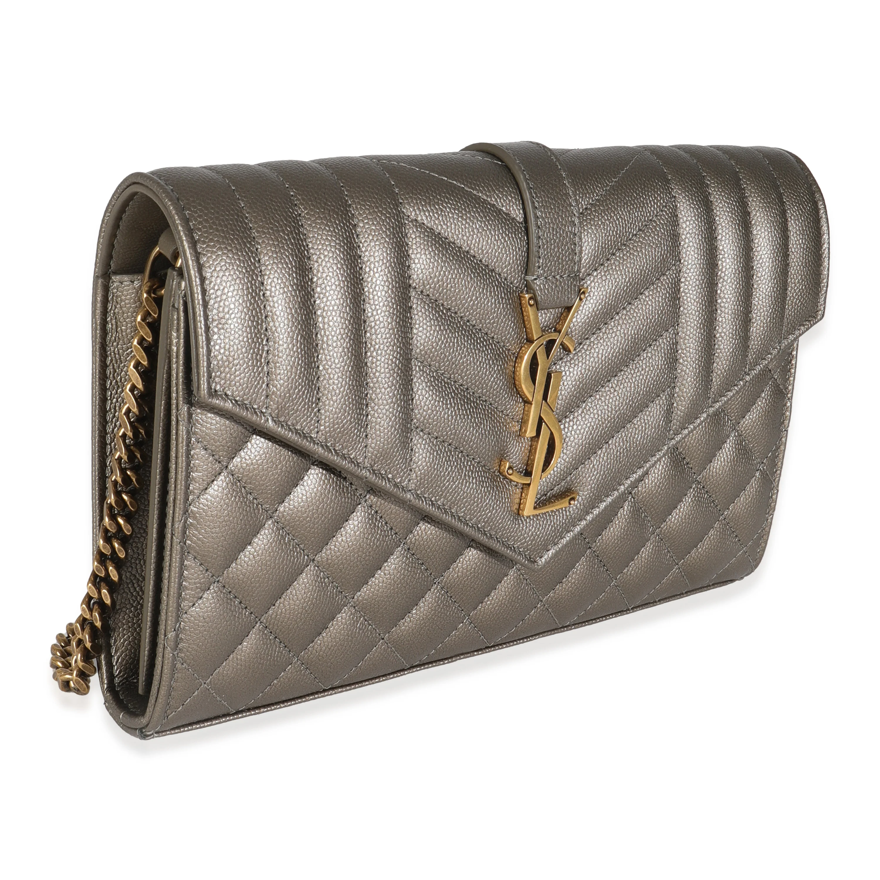 Piombo Tri-Quilted Grain De Poudre Cassandre Chain Wallet - Image 3