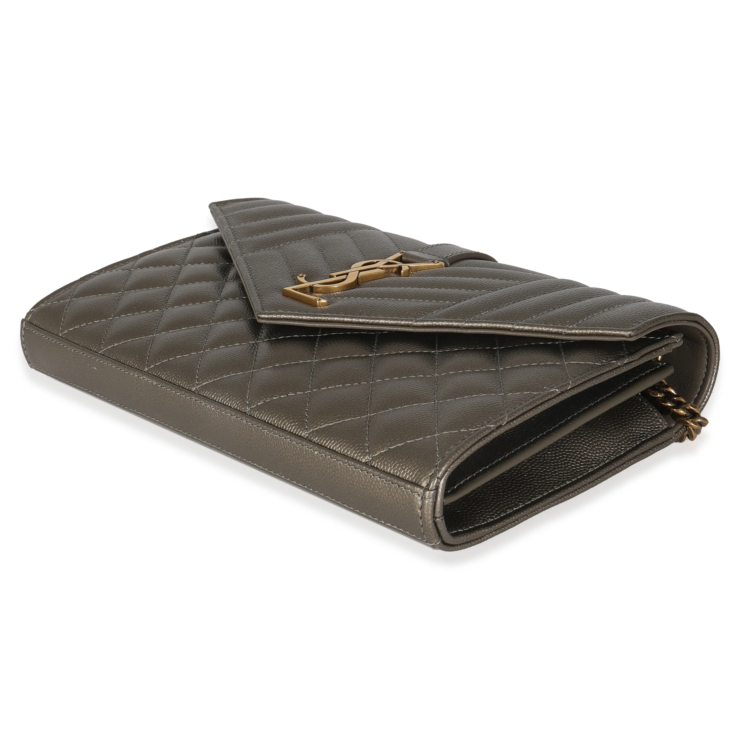 Piombo Tri-Quilted Grain De Poudre Cassandre Chain Wallet - Image 7