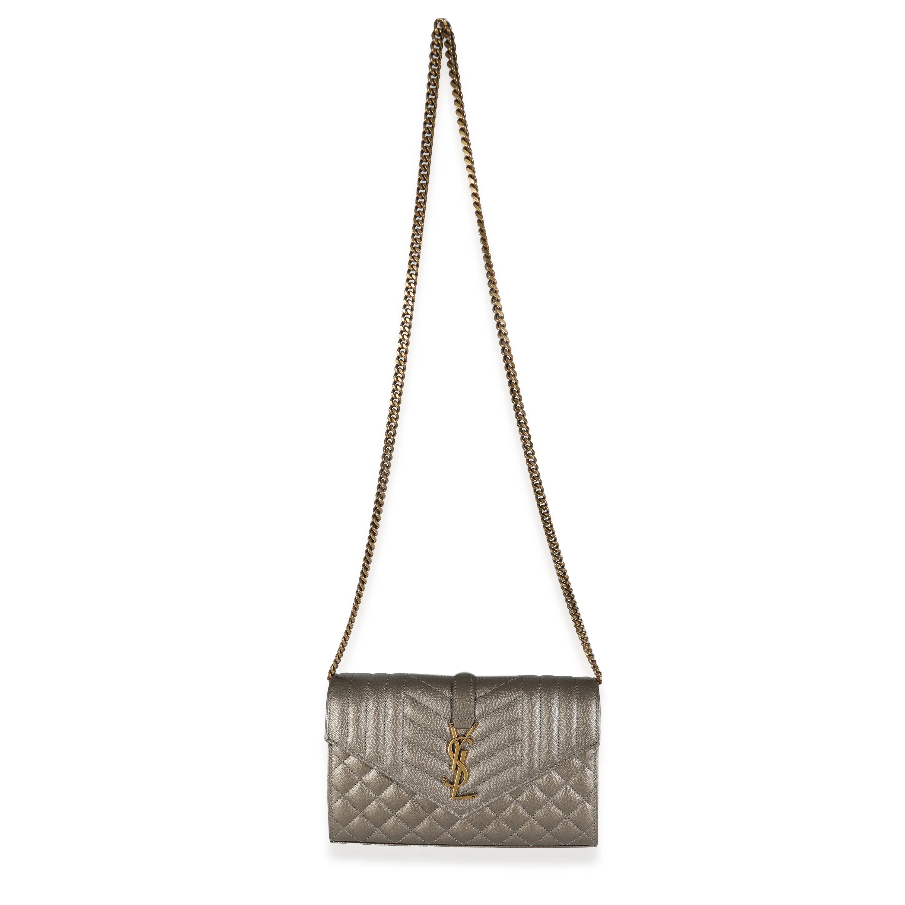 Piombo Tri-Quilted Grain De Poudre Cassandre Chain Wallet - Image 8