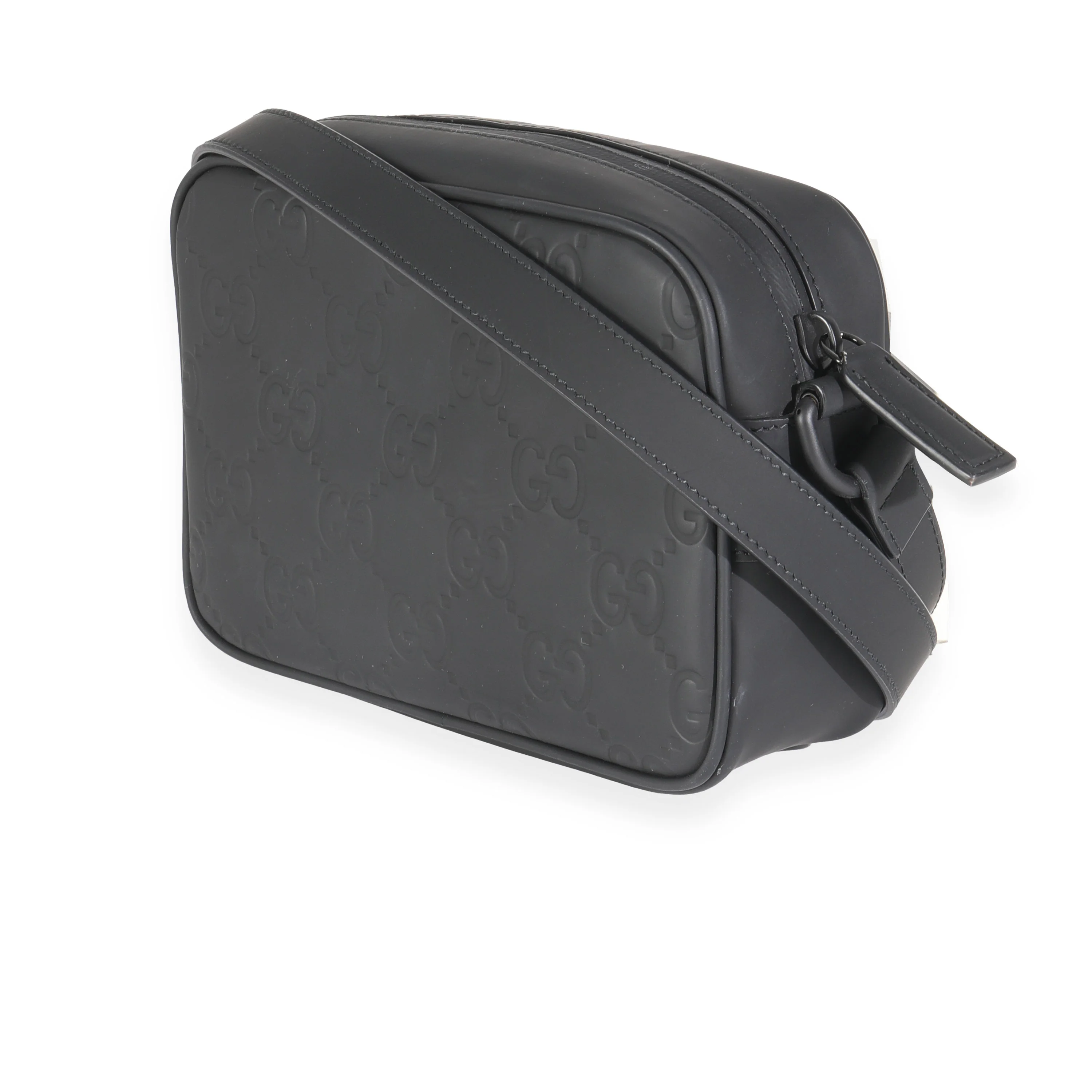 Grey GG Rubber Effect Mini Shoulder Bag - Image 9