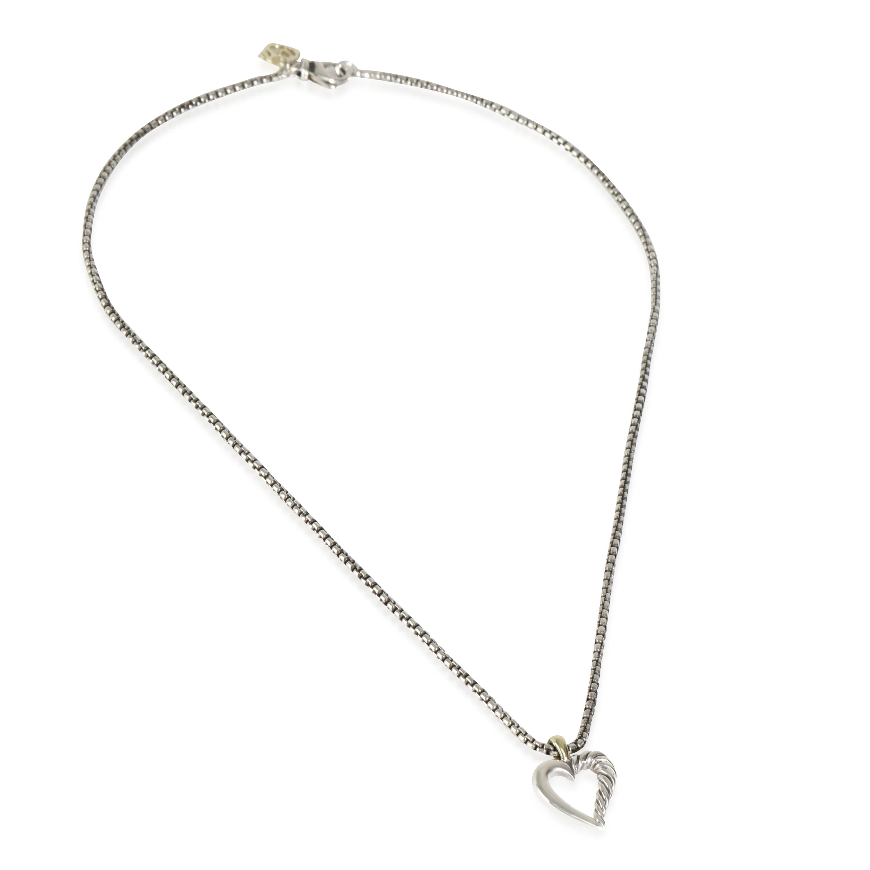Yellow Gold & Sterling Silver Cable Heart Pendant - Image 2