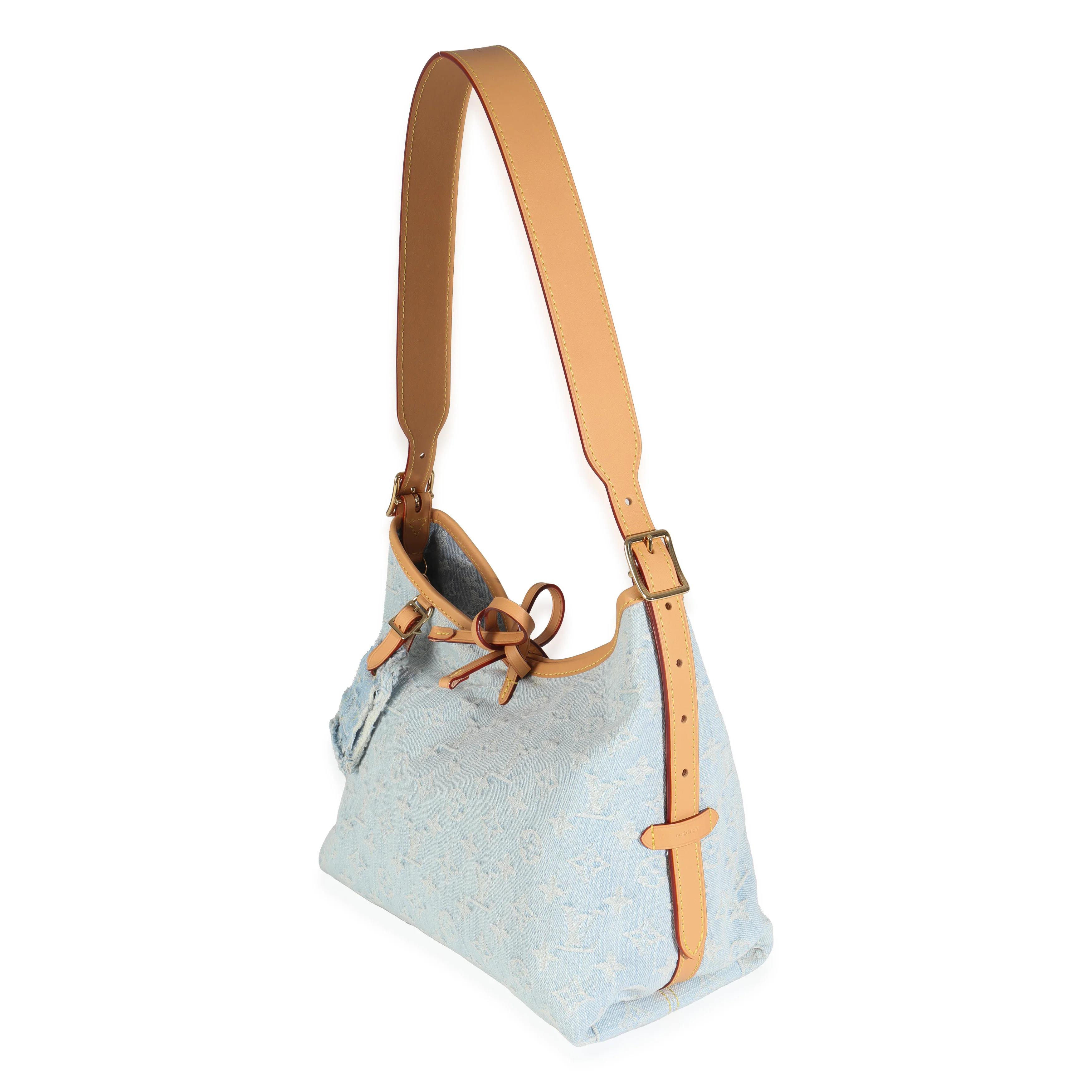 Sky Blue Monogram Denim Carryall PM - Image 2