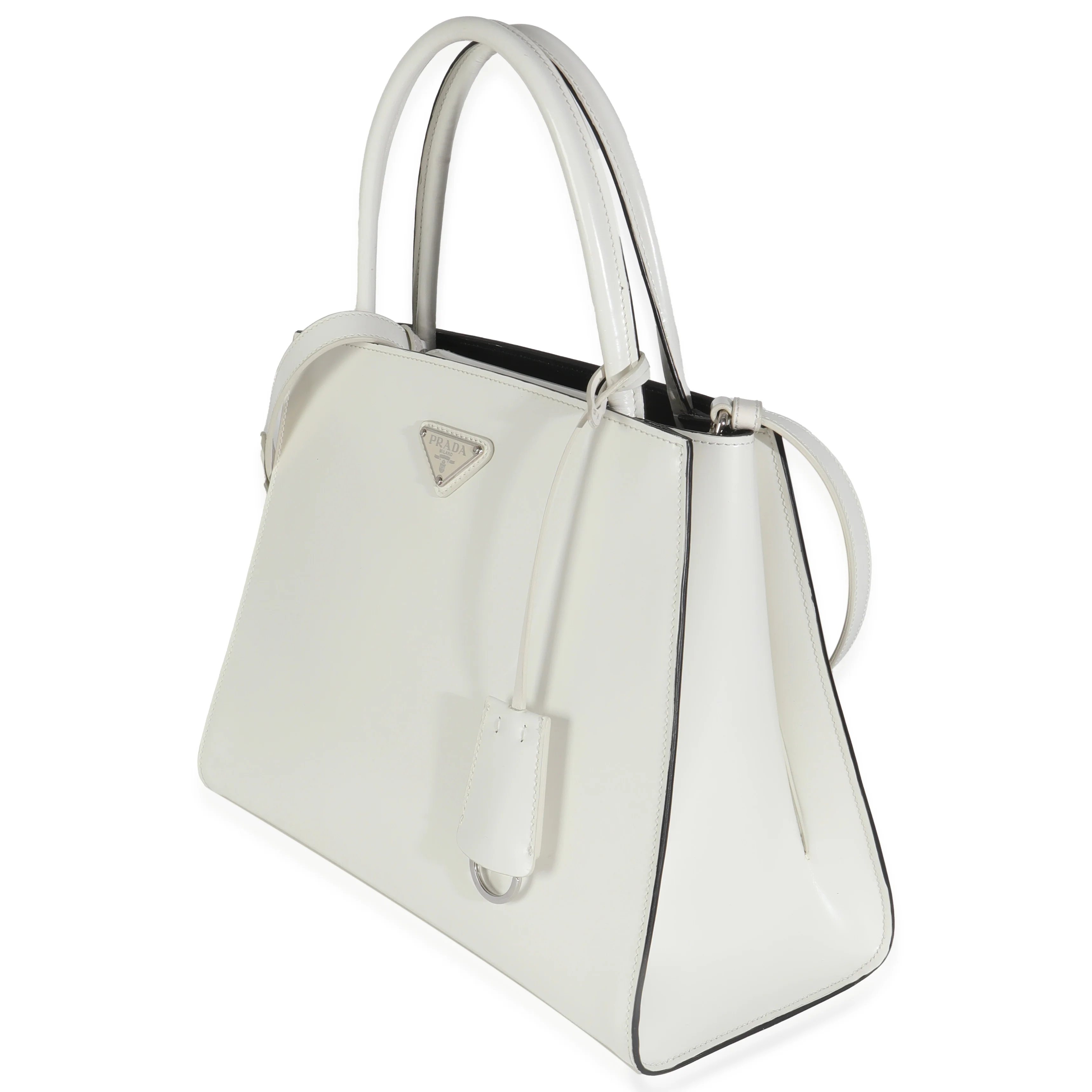 White Spazzolato Trapeze Logo Plaque Tote - Image 2