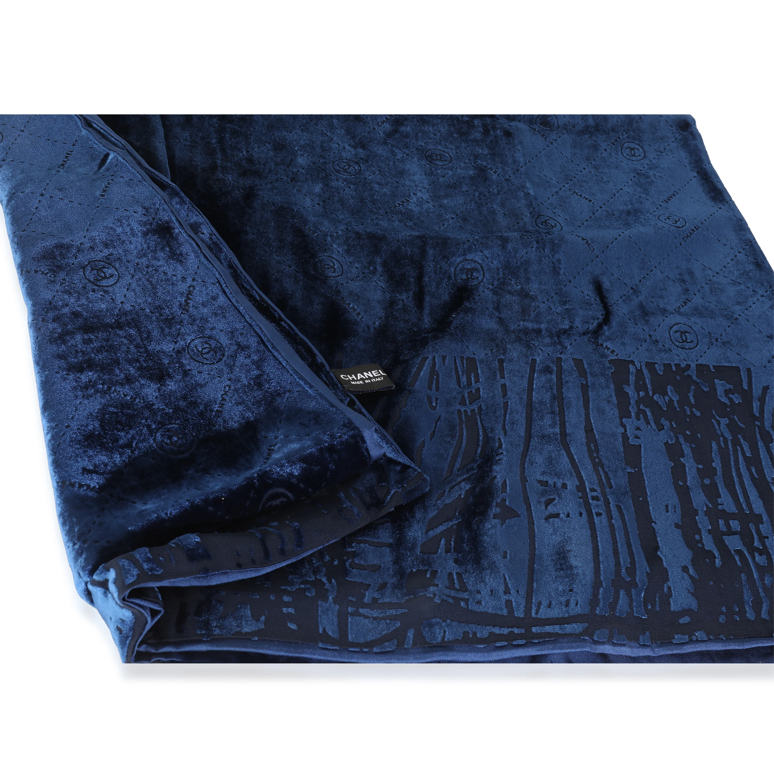 18A Dark Navy Velvet CC Logo Stole - Image 2