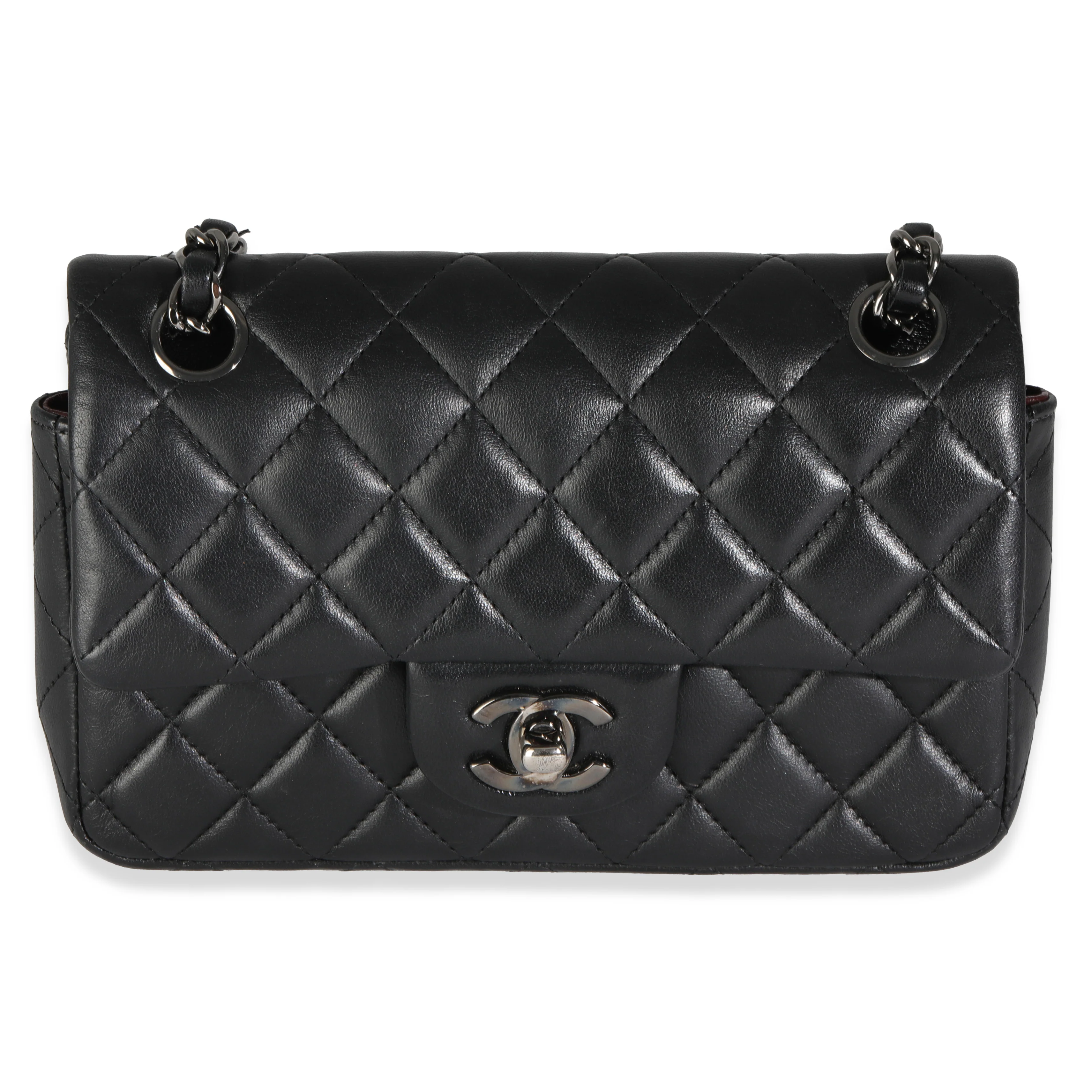 Black Quilted Lambskin Mini Rectangular Flap Bag