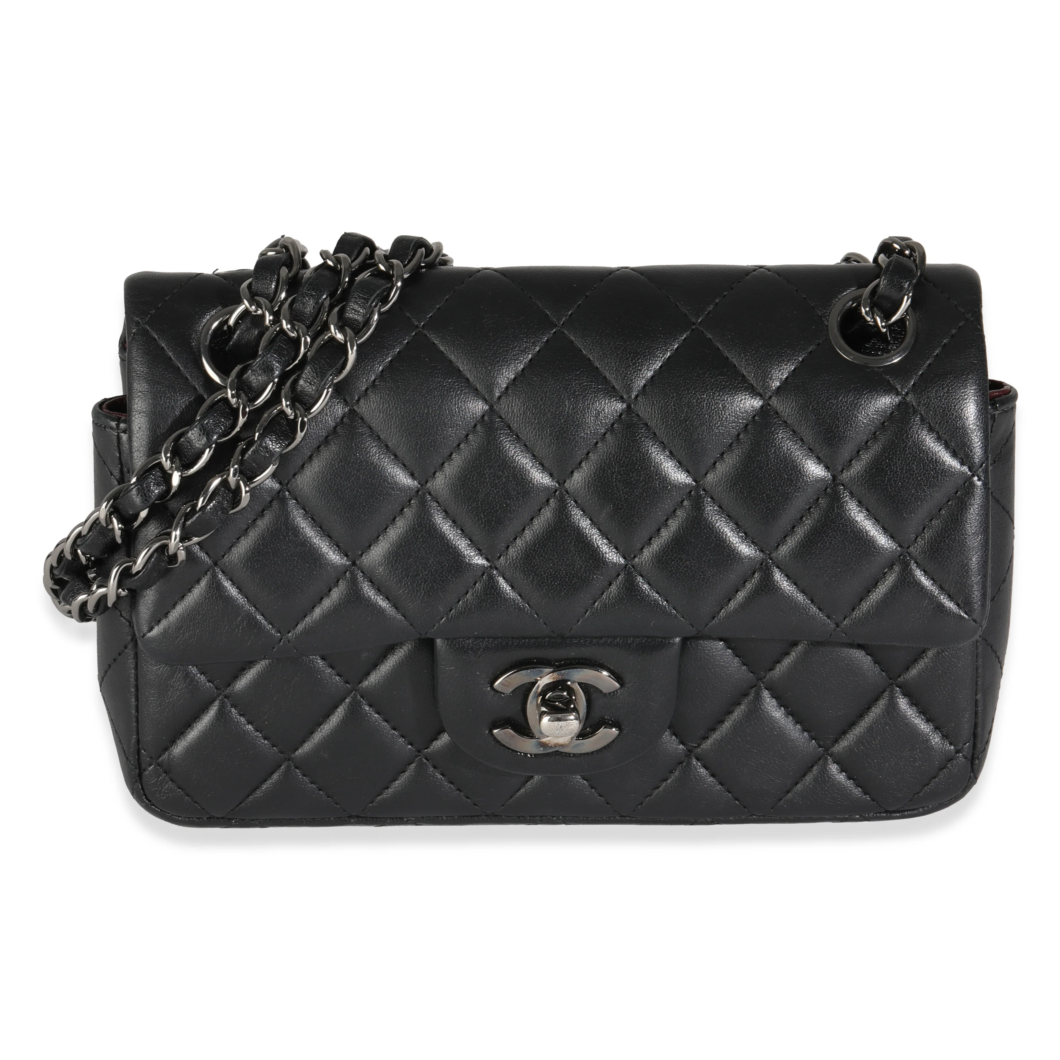 Black Quilted Lambskin Mini Rectangular Flap Bag - Image 4