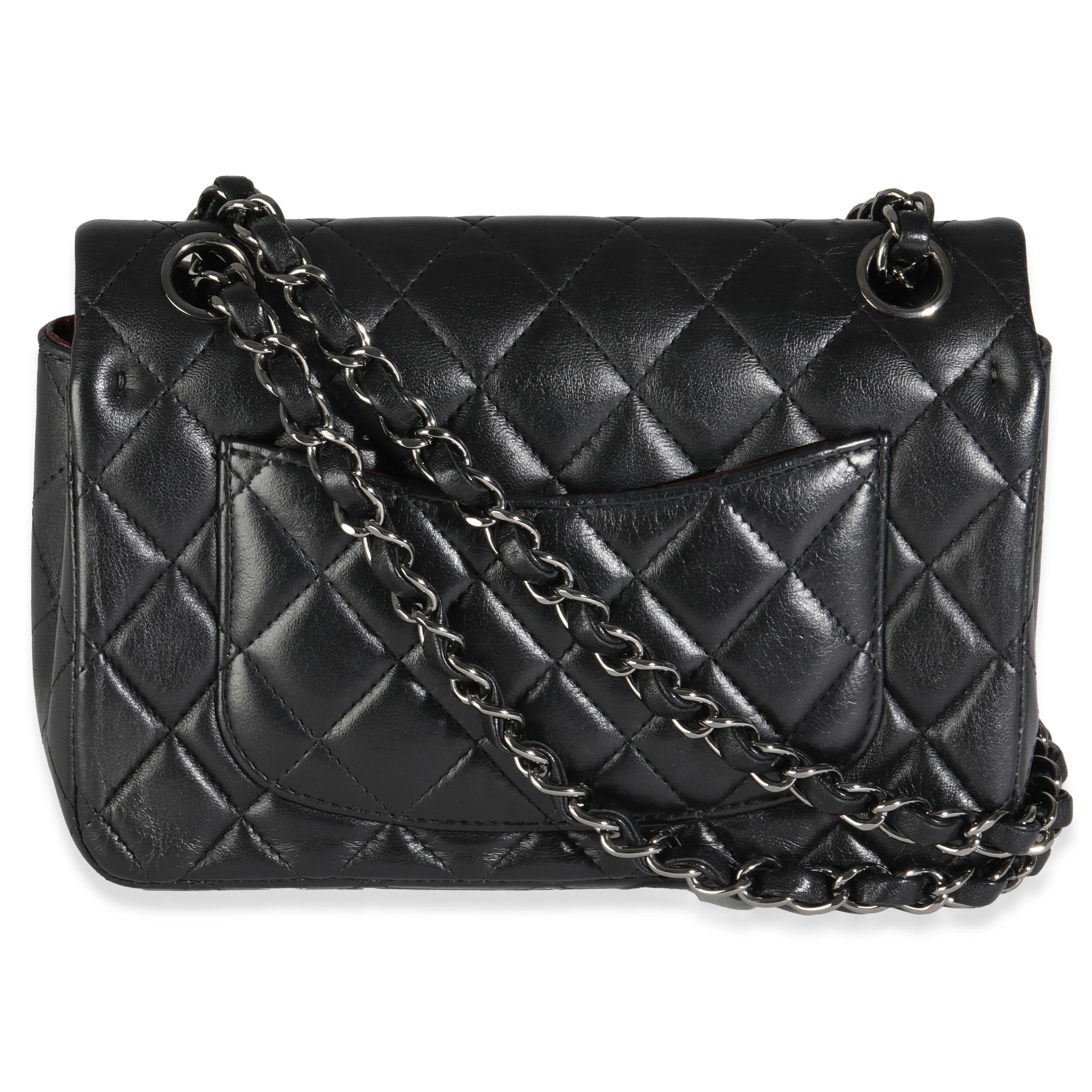 Black Quilted Lambskin Mini Rectangular Flap Bag - Image 5