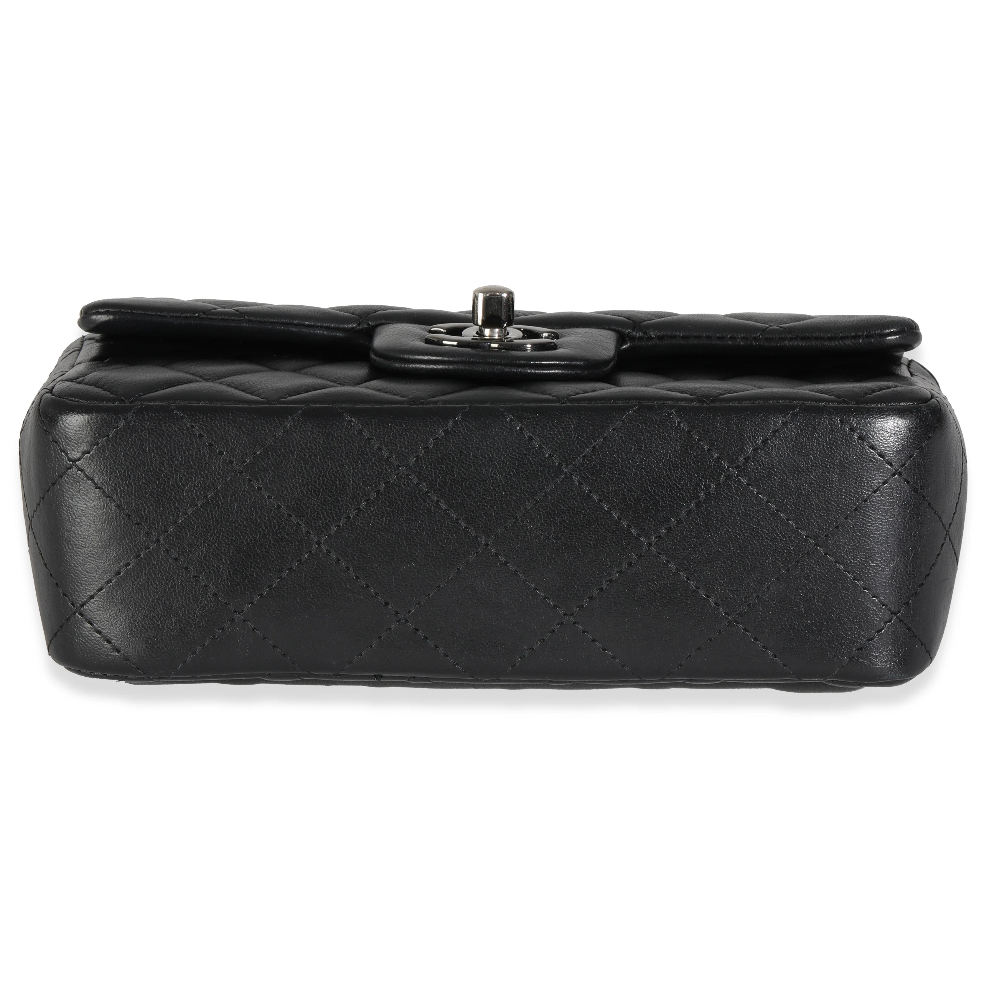 Black Quilted Lambskin Mini Rectangular Flap Bag - Image 6