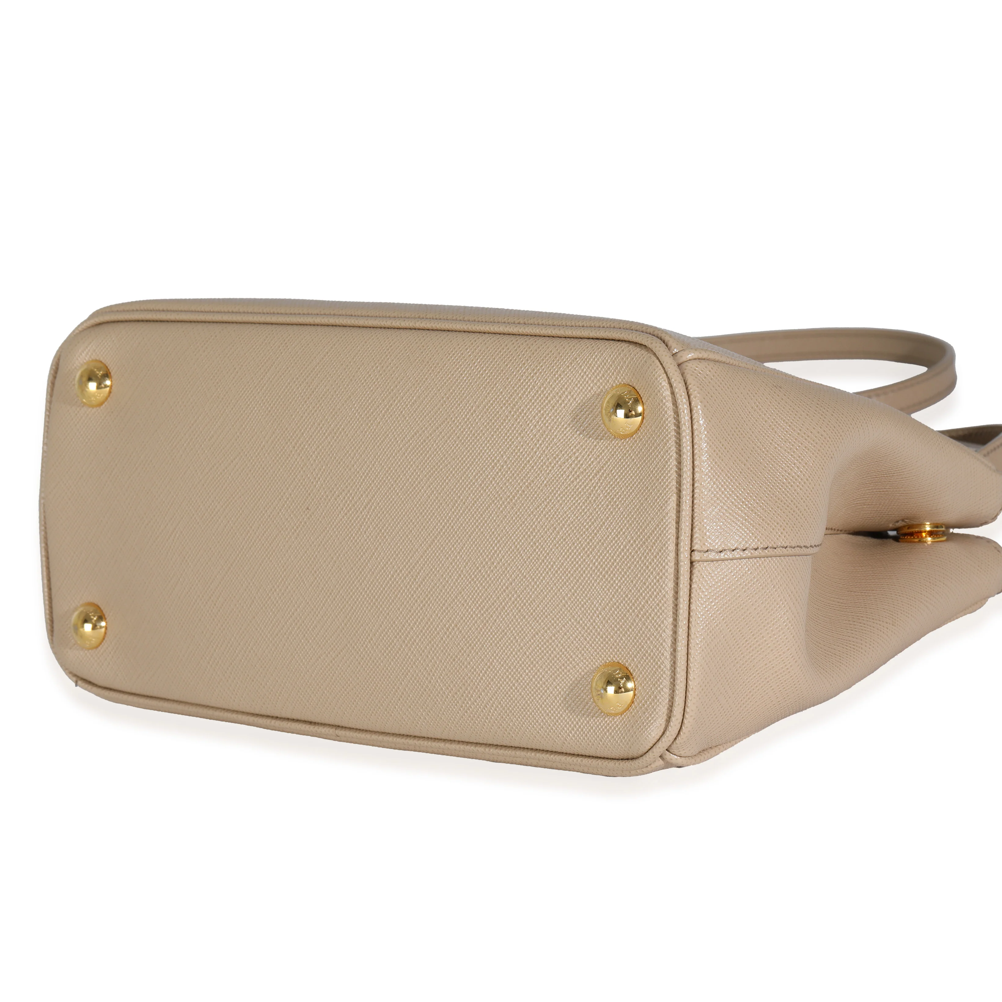 Beige Saffiano Small Galleria Double Zip Tote - Image 4