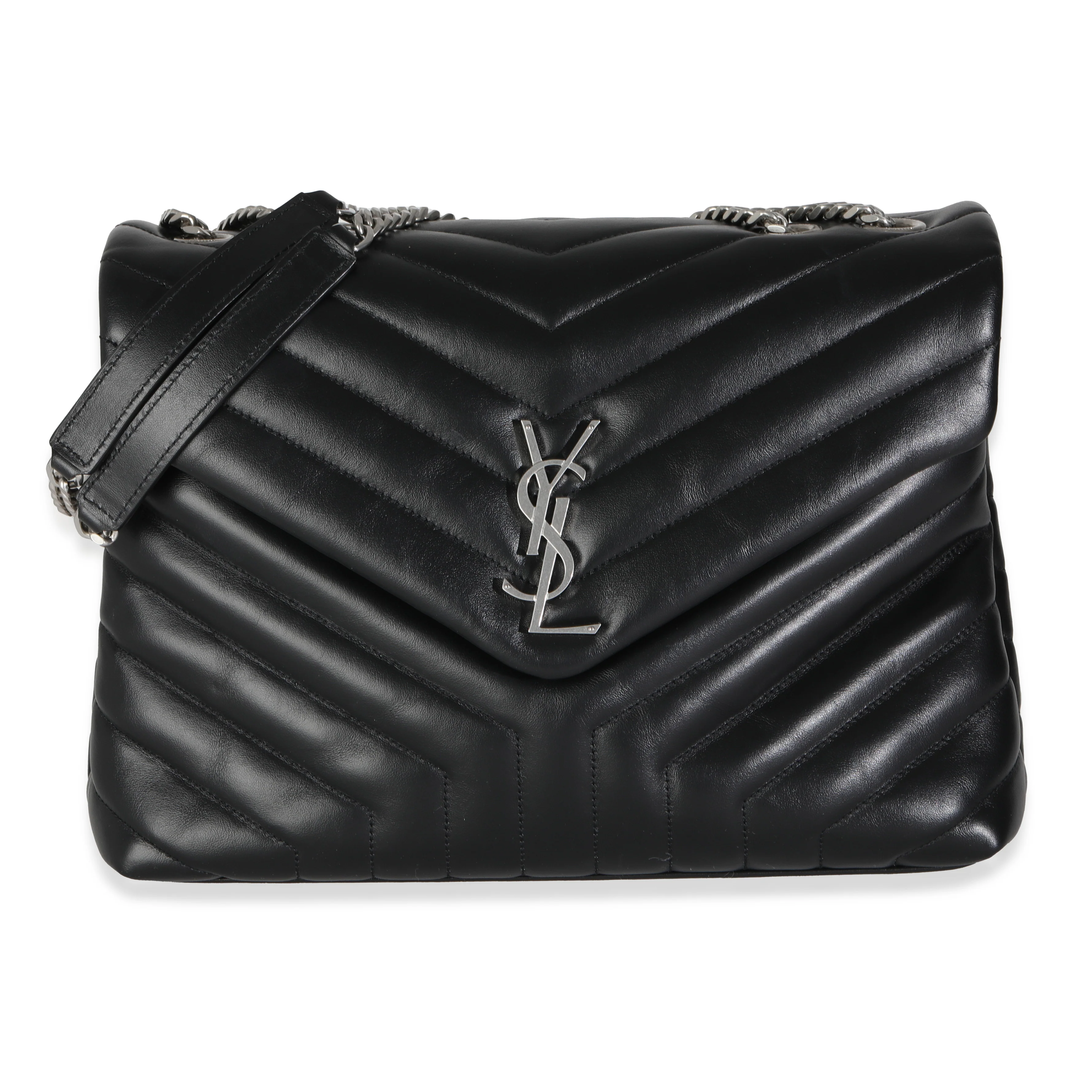 Black Calfskin Medium Loulou Chain Bag