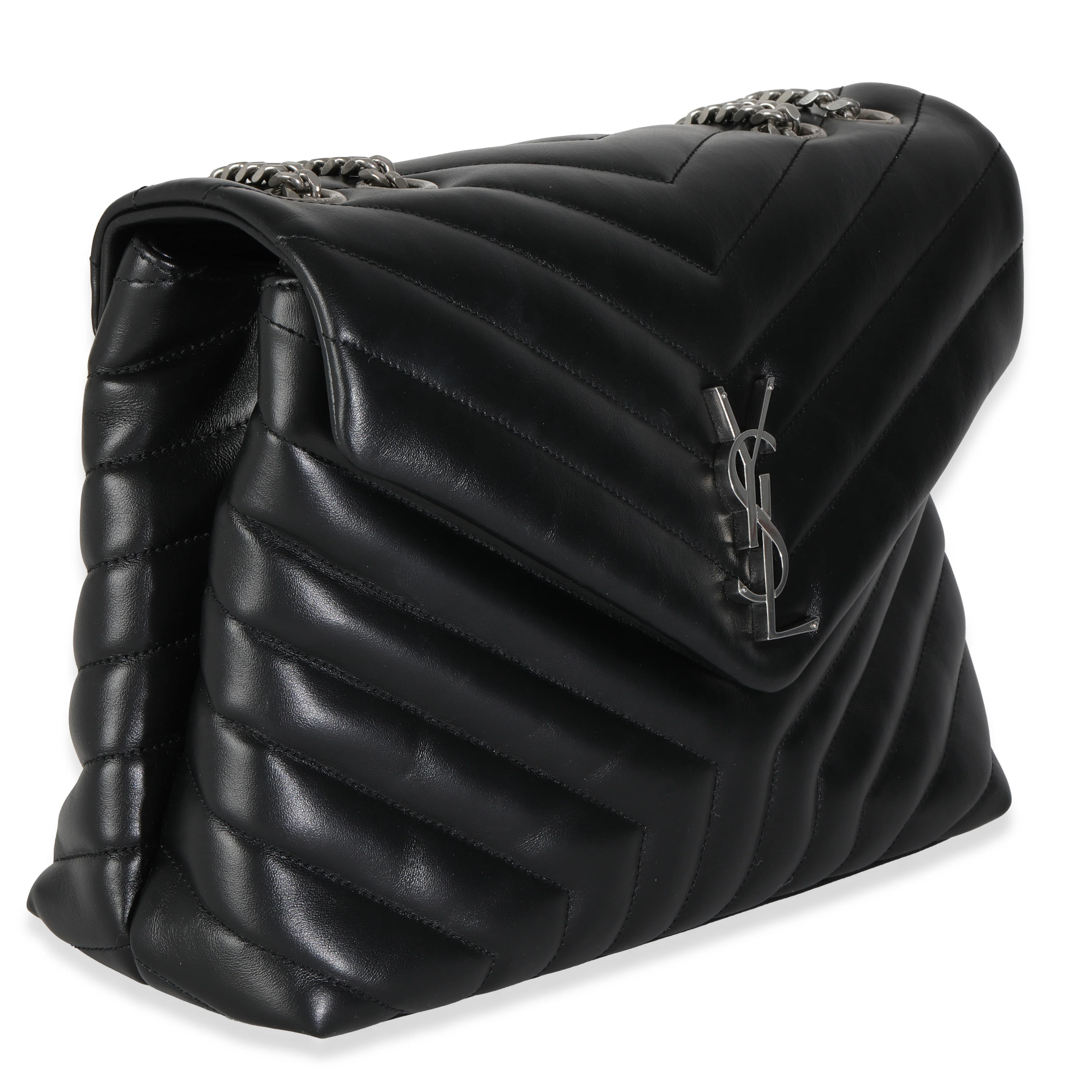 Black Calfskin Medium Loulou Chain Bag - Image 3