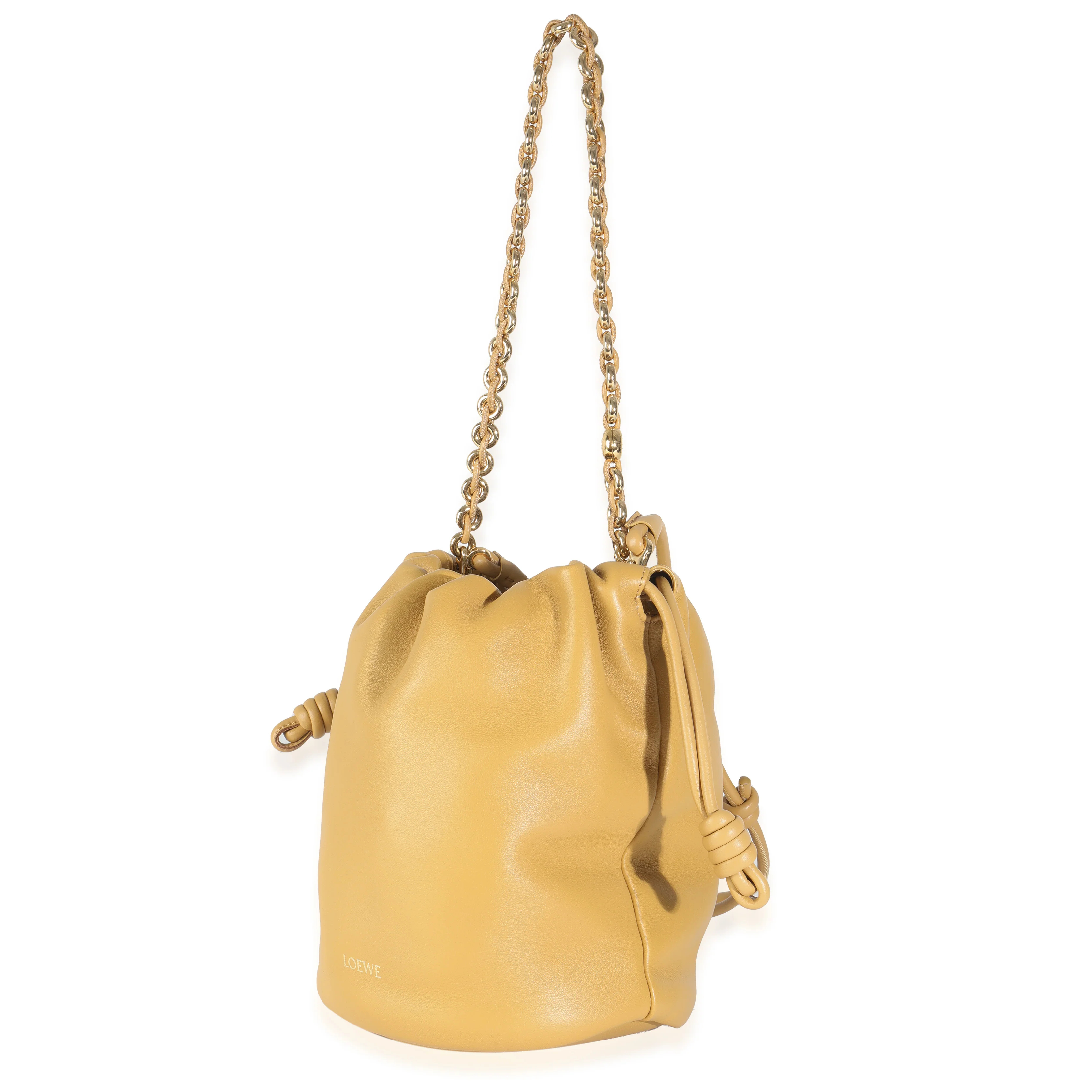 Sahara Mellow Nappa Lambskin Flamenco Chain Bucket Bag - Image 2