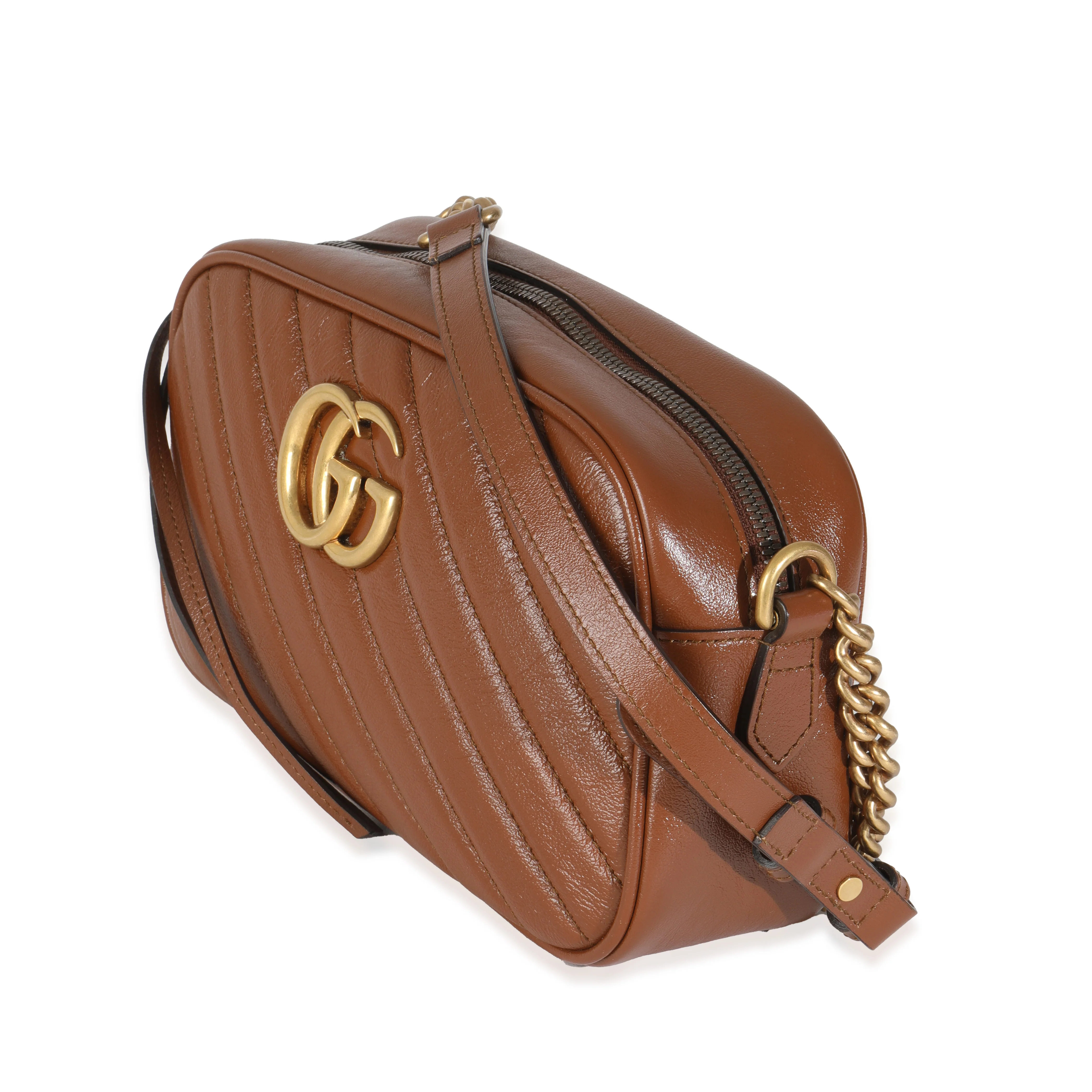 Cuir Glazed Calfskin Matelasse Diagonal Small GG Marmont Shoulder Bag - Image 2
