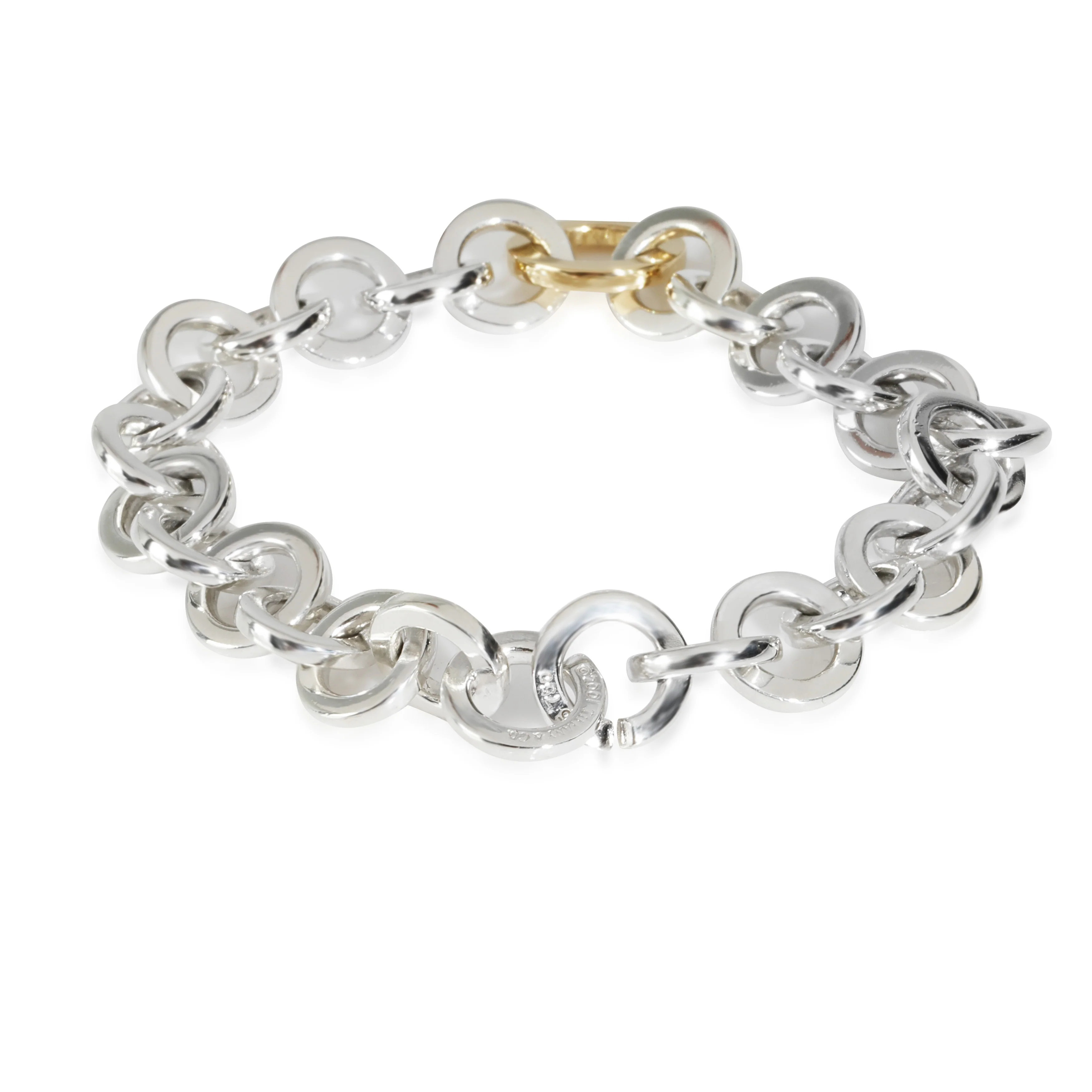 Yellow Gold & Sterling Silver  Circle Link Bracelet - Image 3