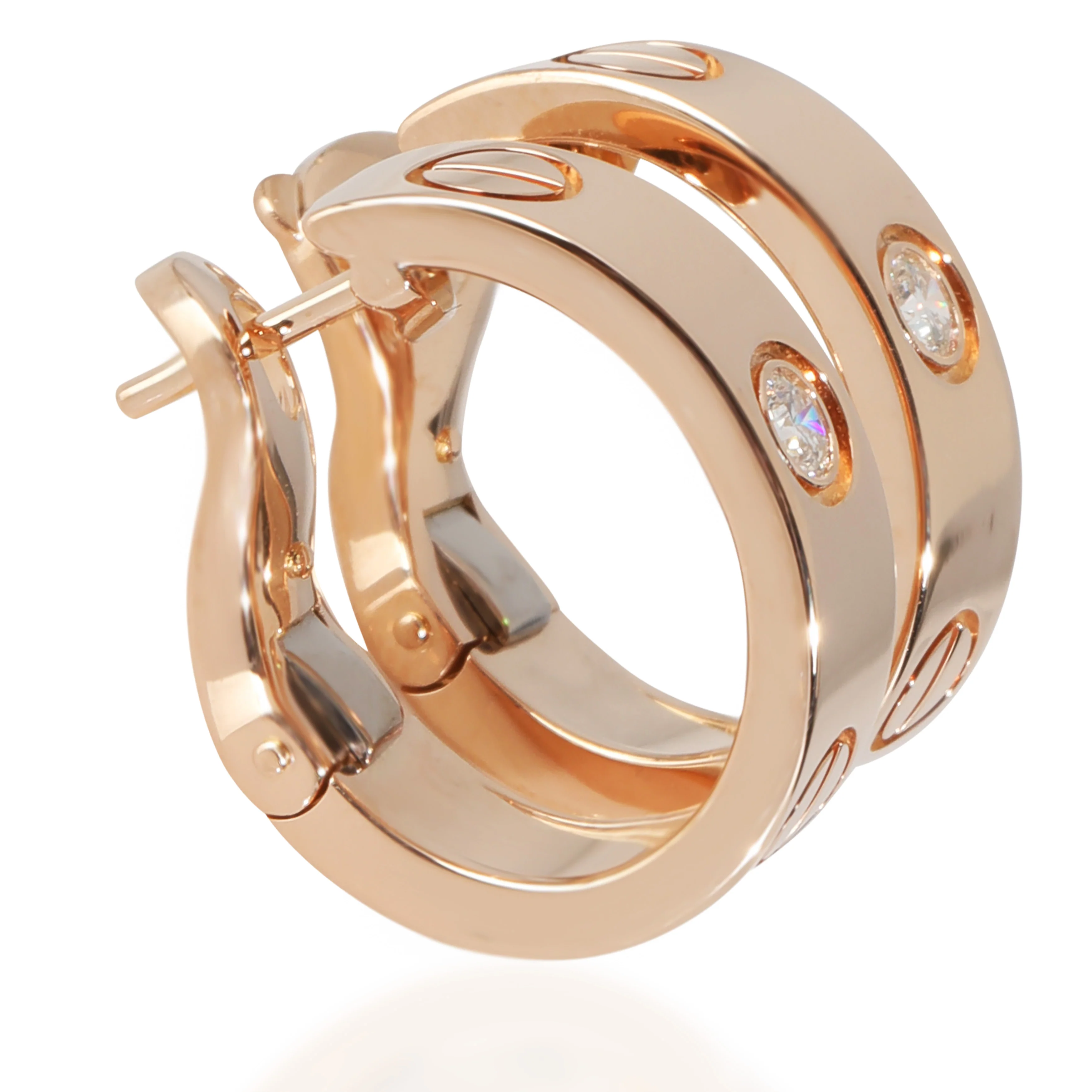 Rose Gold Diamond Love Earrings - Image 2