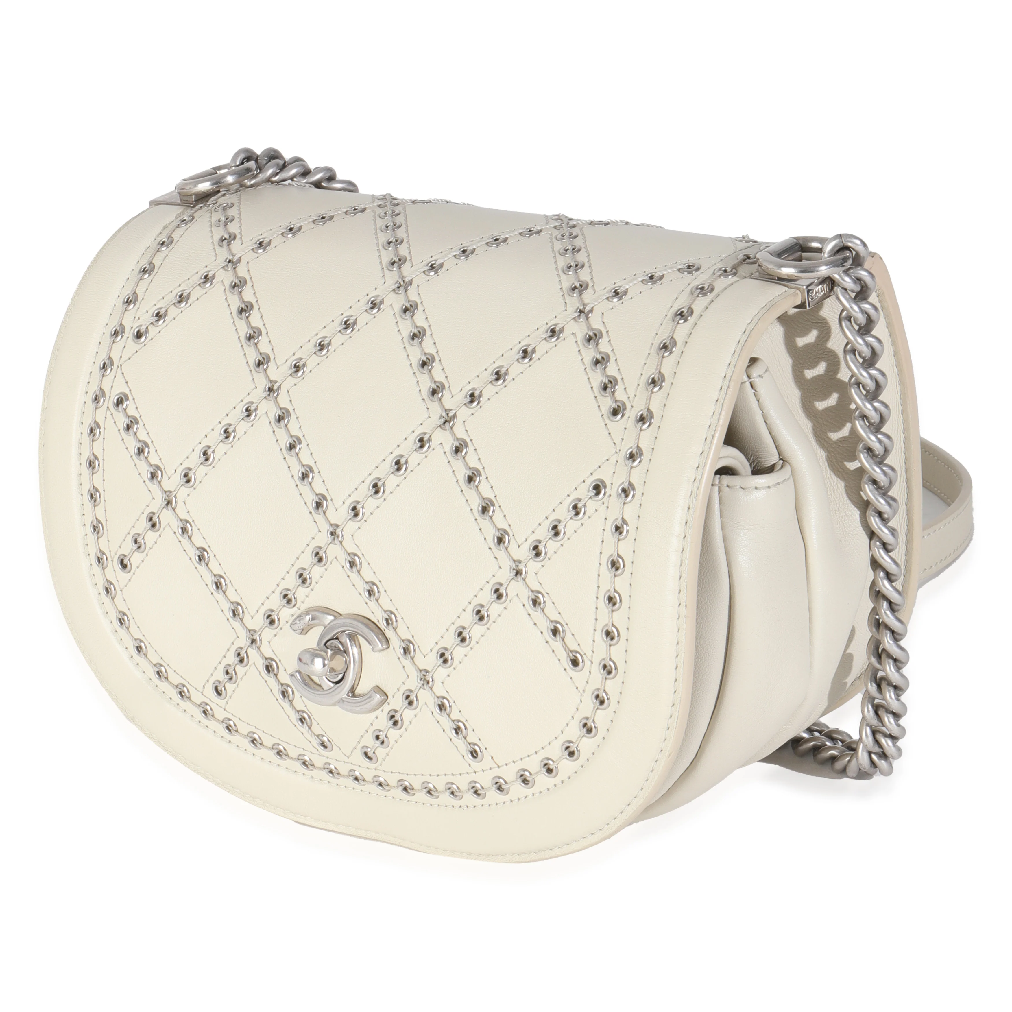 Ivory Calfskin Coco Eyelets Small Flap Bag - Image 2