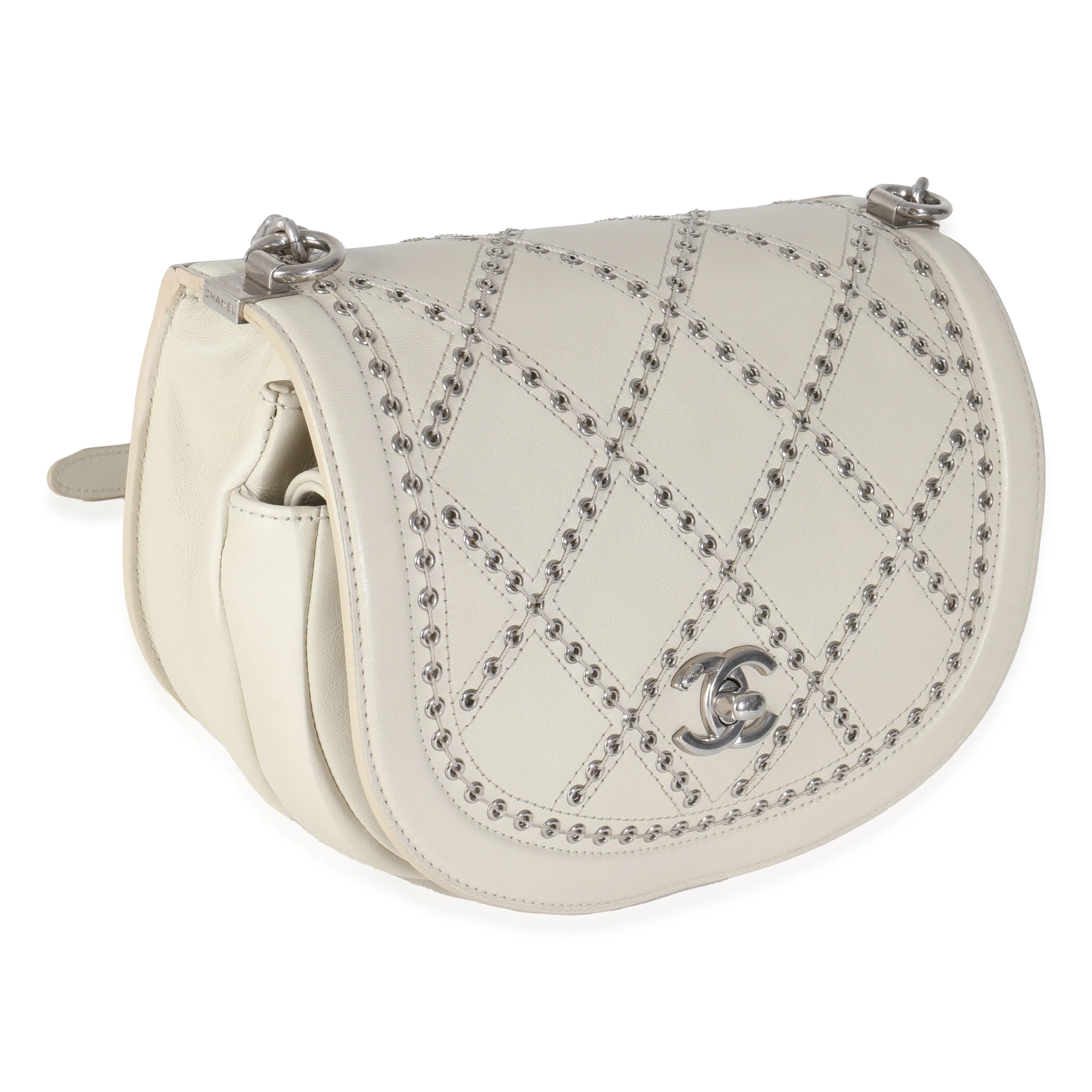 Ivory Calfskin Coco Eyelets Small Flap Bag - Image 3