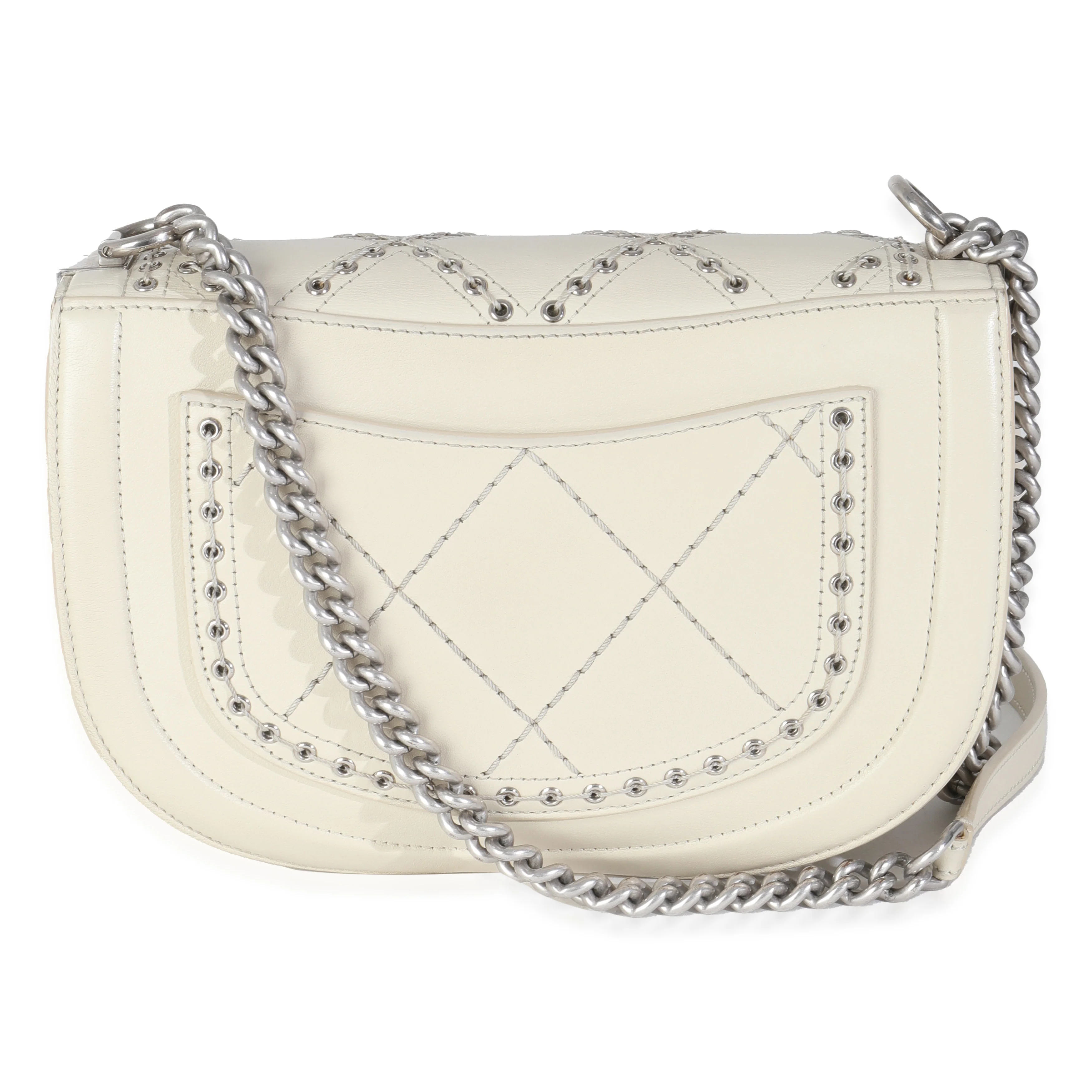 Ivory Calfskin Coco Eyelets Small Flap Bag - Image 4