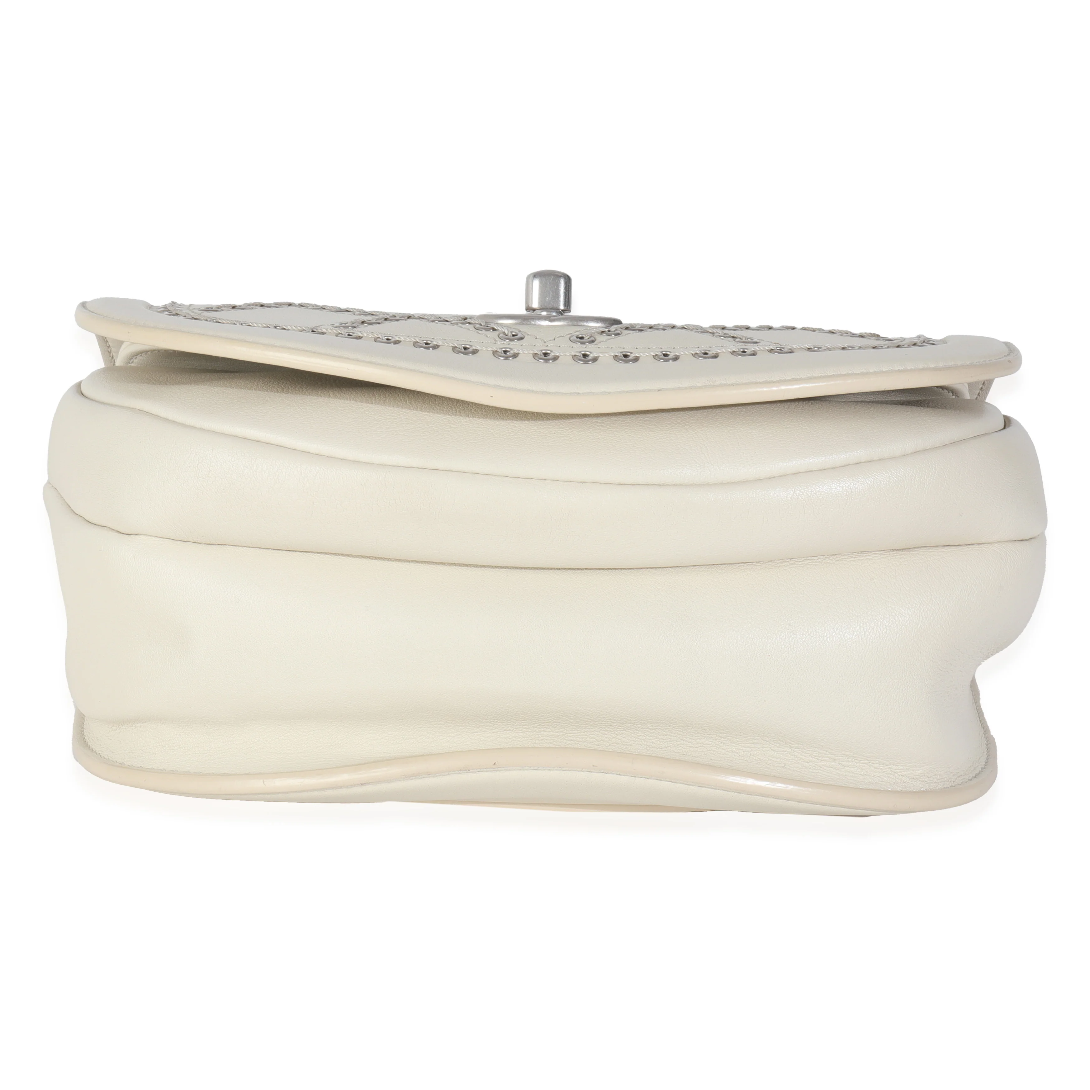 Ivory Calfskin Coco Eyelets Small Flap Bag - Image 5