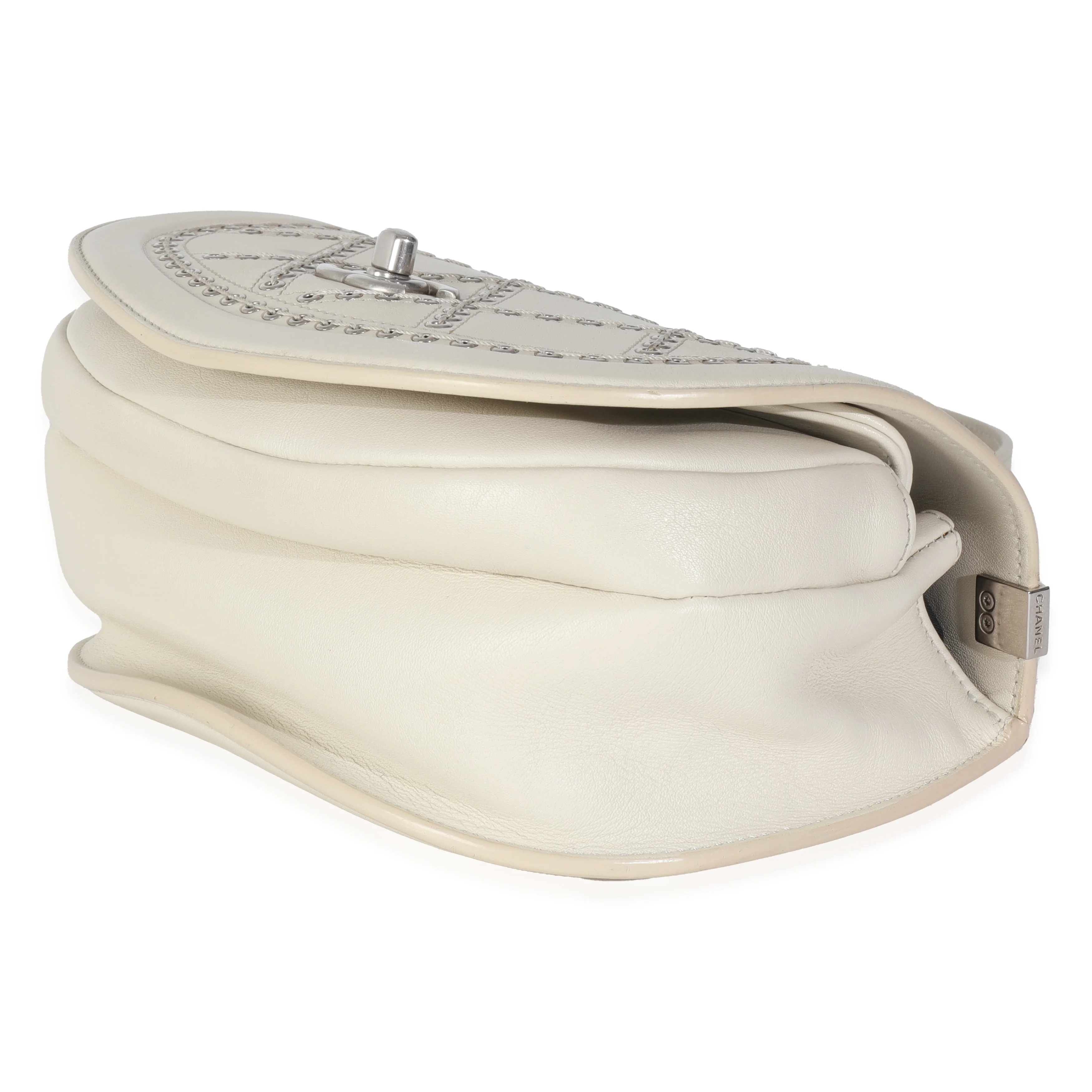 Ivory Calfskin Coco Eyelets Small Flap Bag - Image 6