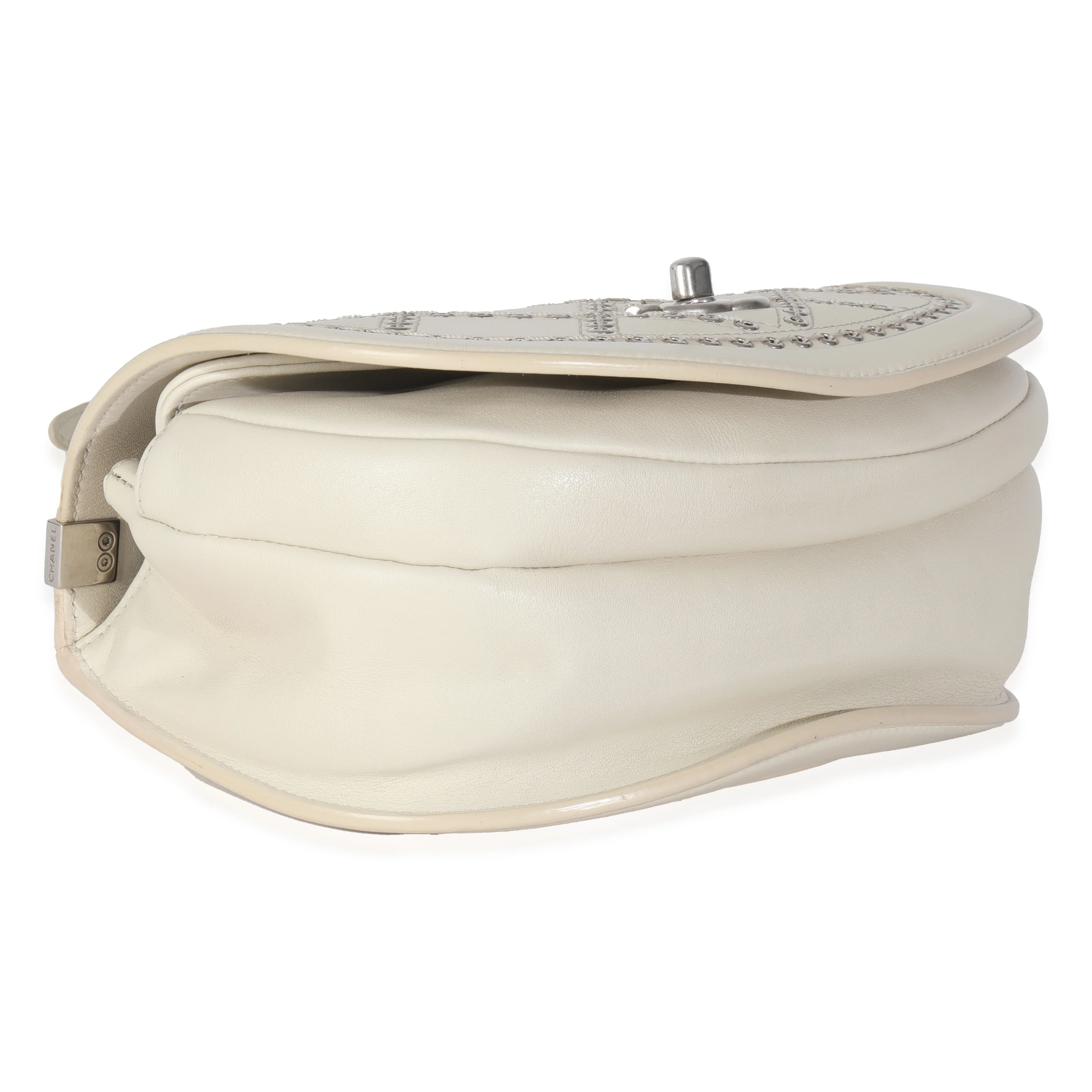 Ivory Calfskin Coco Eyelets Small Flap Bag - Image 7
