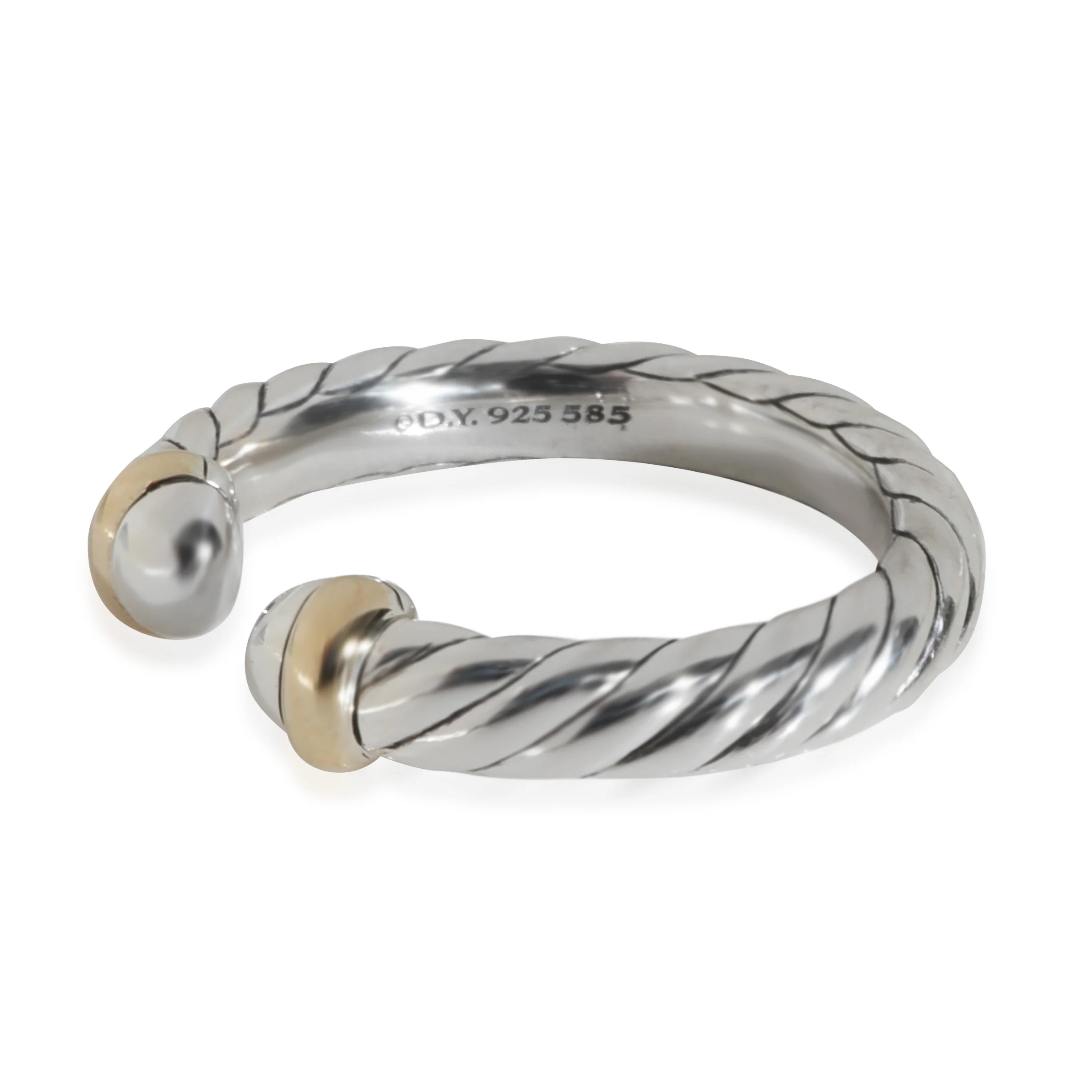 Yellow Gold & Sterling Silver Petite Cable Ring - Image 2