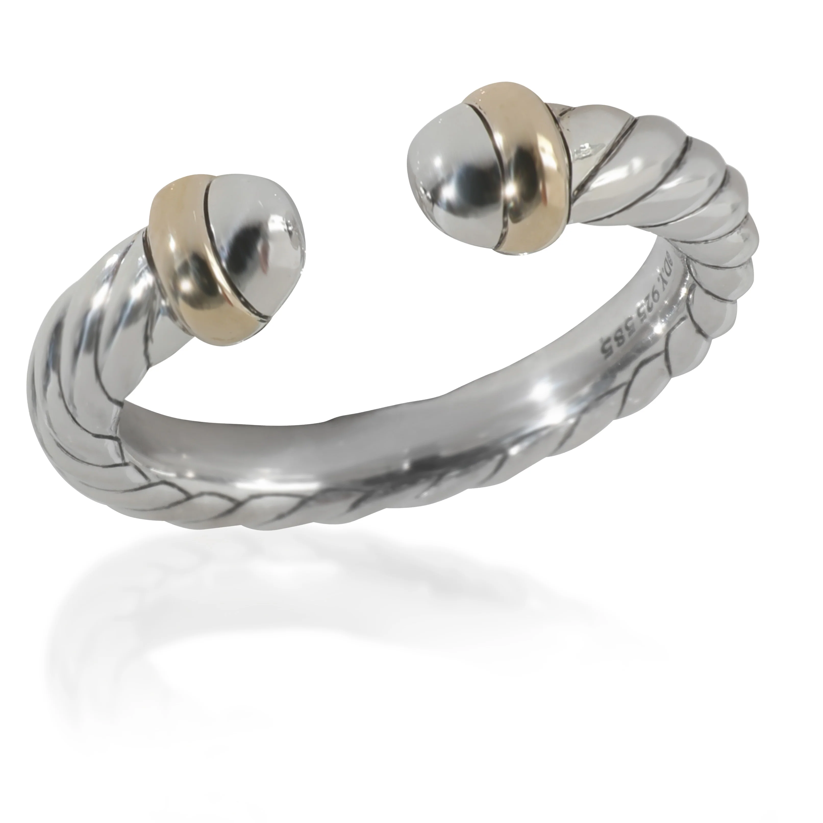 Yellow Gold & Sterling Silver Petite Cable Ring - Image 3