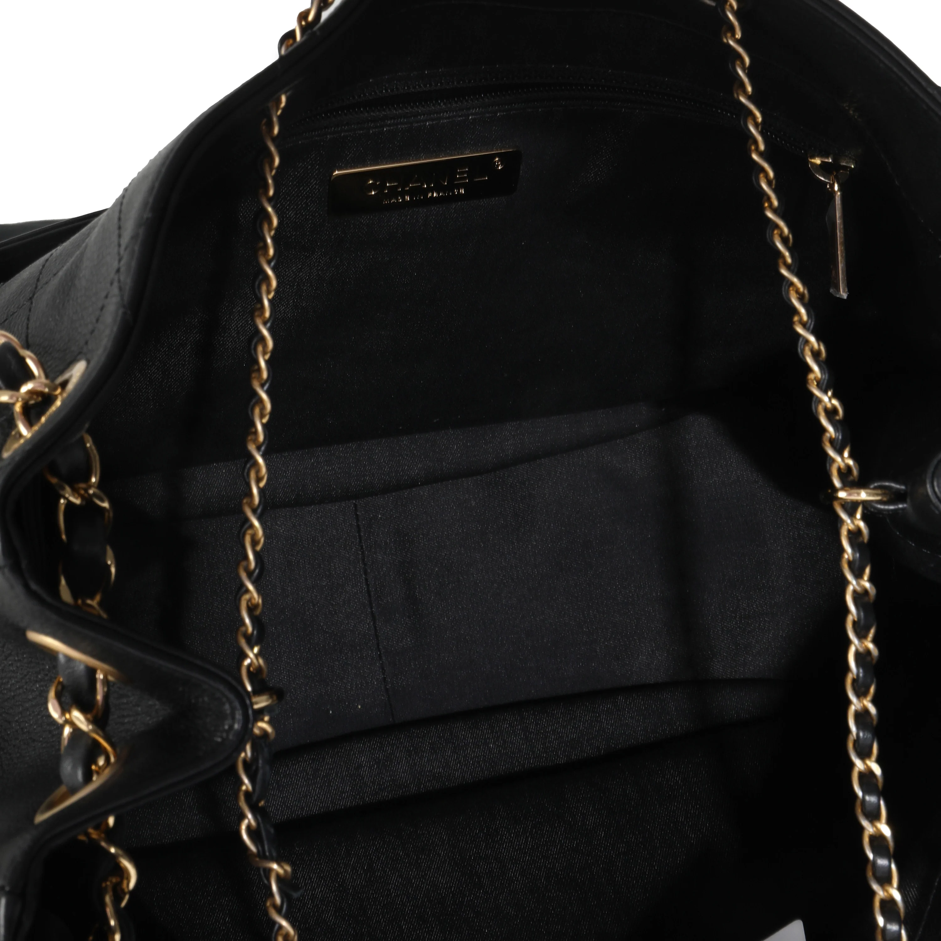 19B Black Quilted Lambskin CC Drawstring Hobo - Image 6