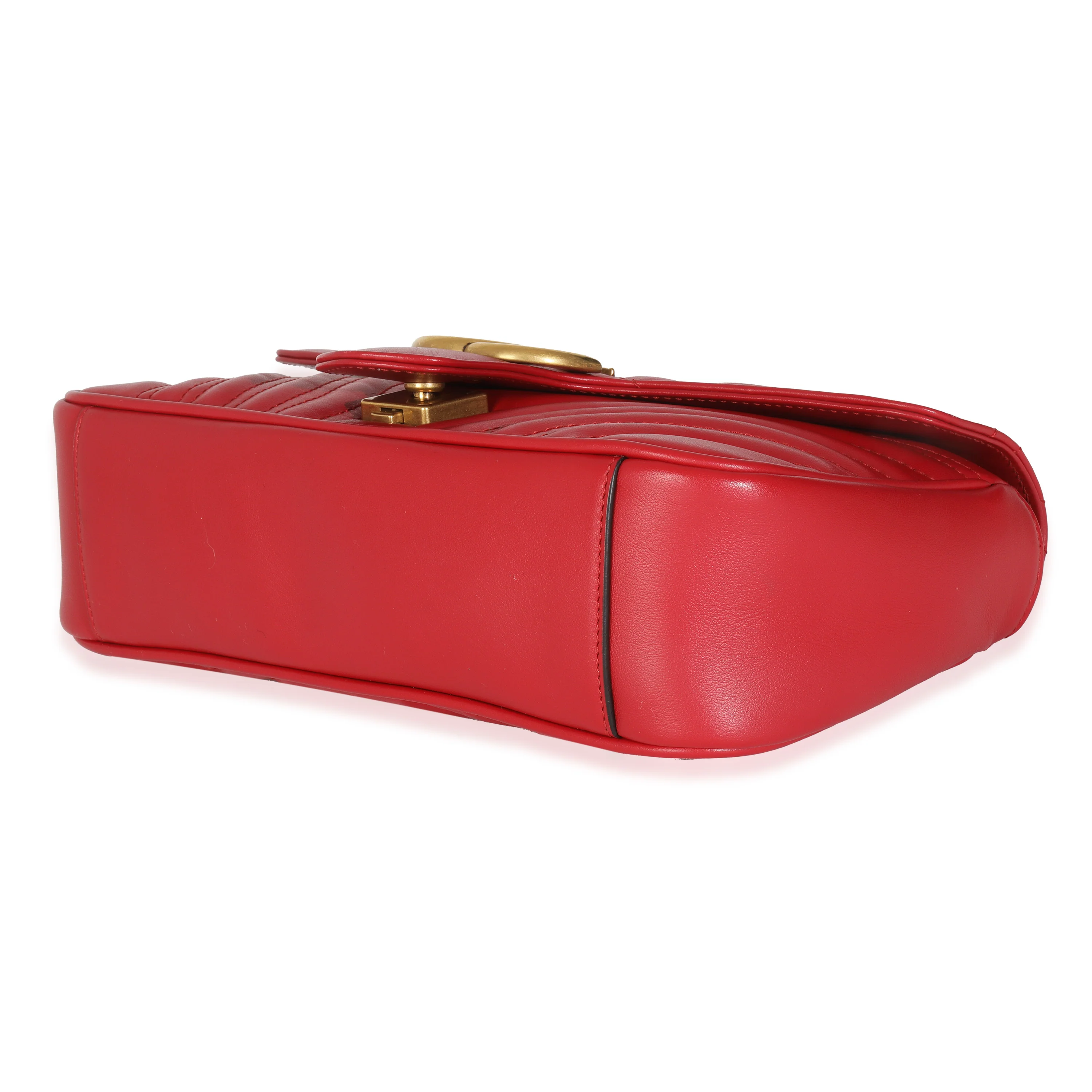 Red Matelasse Calfskin Small GG Marmont Flap Bag - Image 7