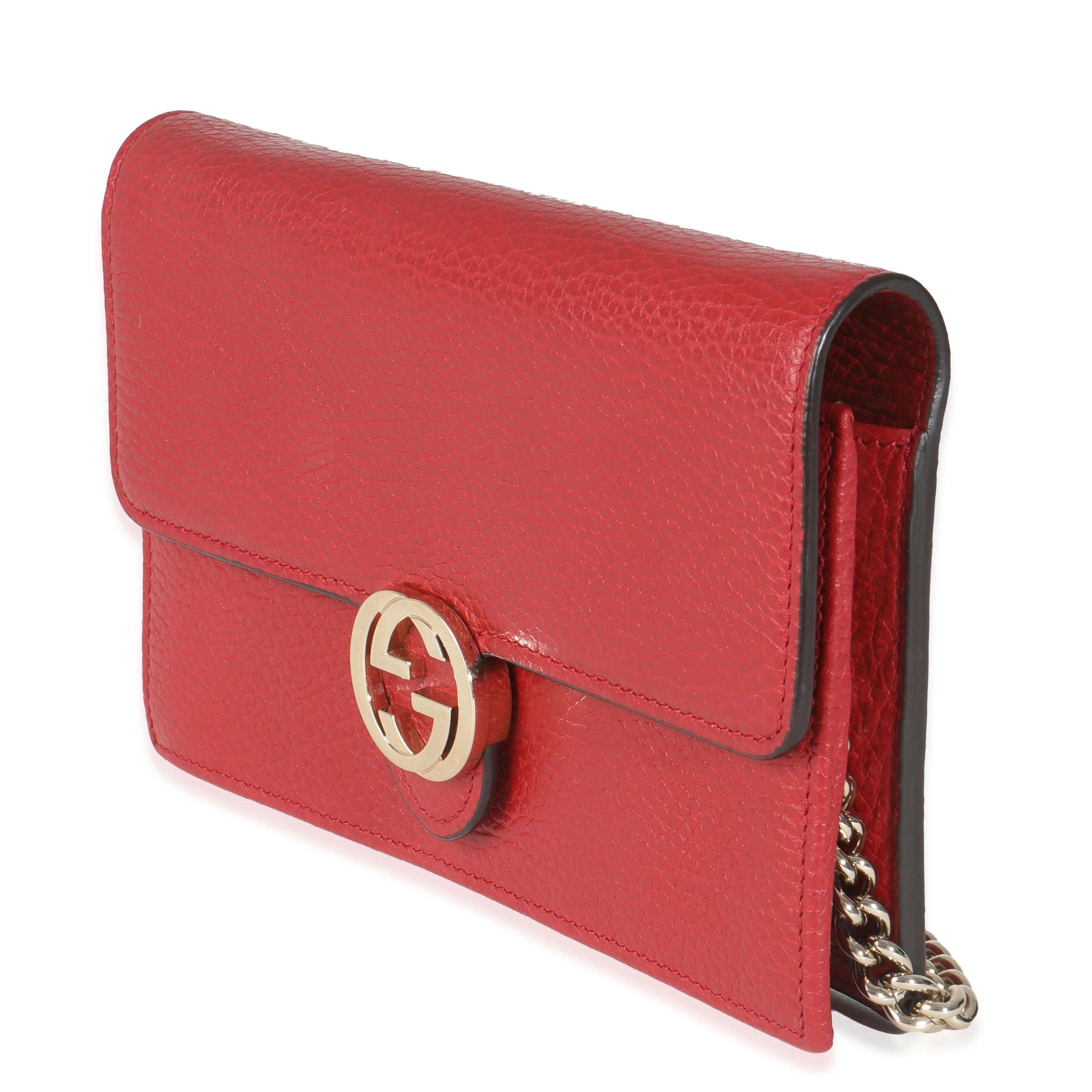 Red Dollar Calfskin Interlocking G Chain Bag - Image 2