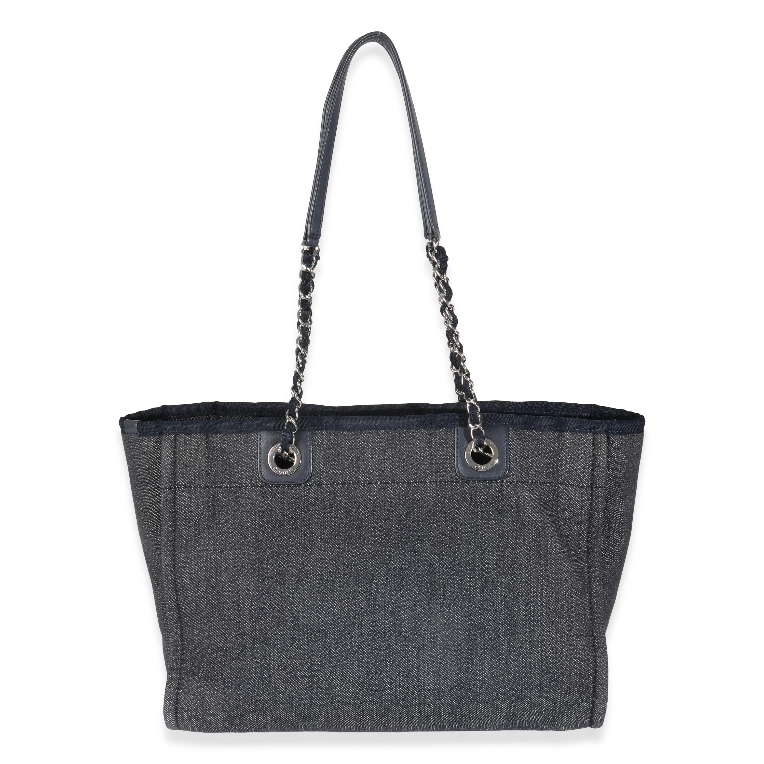 Dark Blue Denim Small Deauville Tote - Image 4
