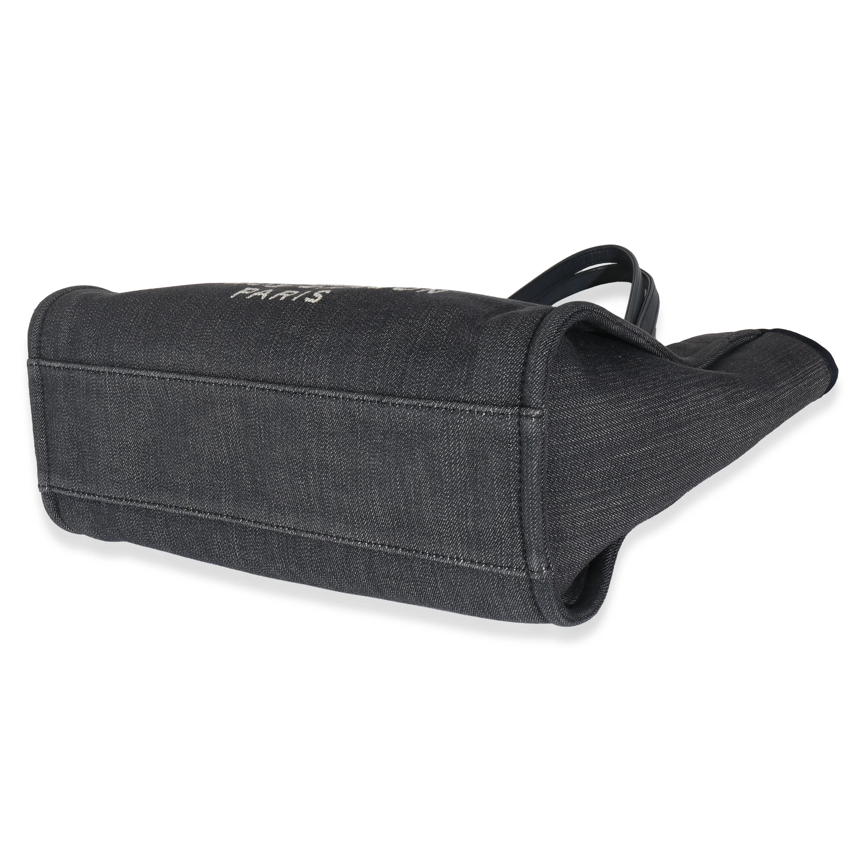 Dark Blue Denim Small Deauville Tote - Image 7