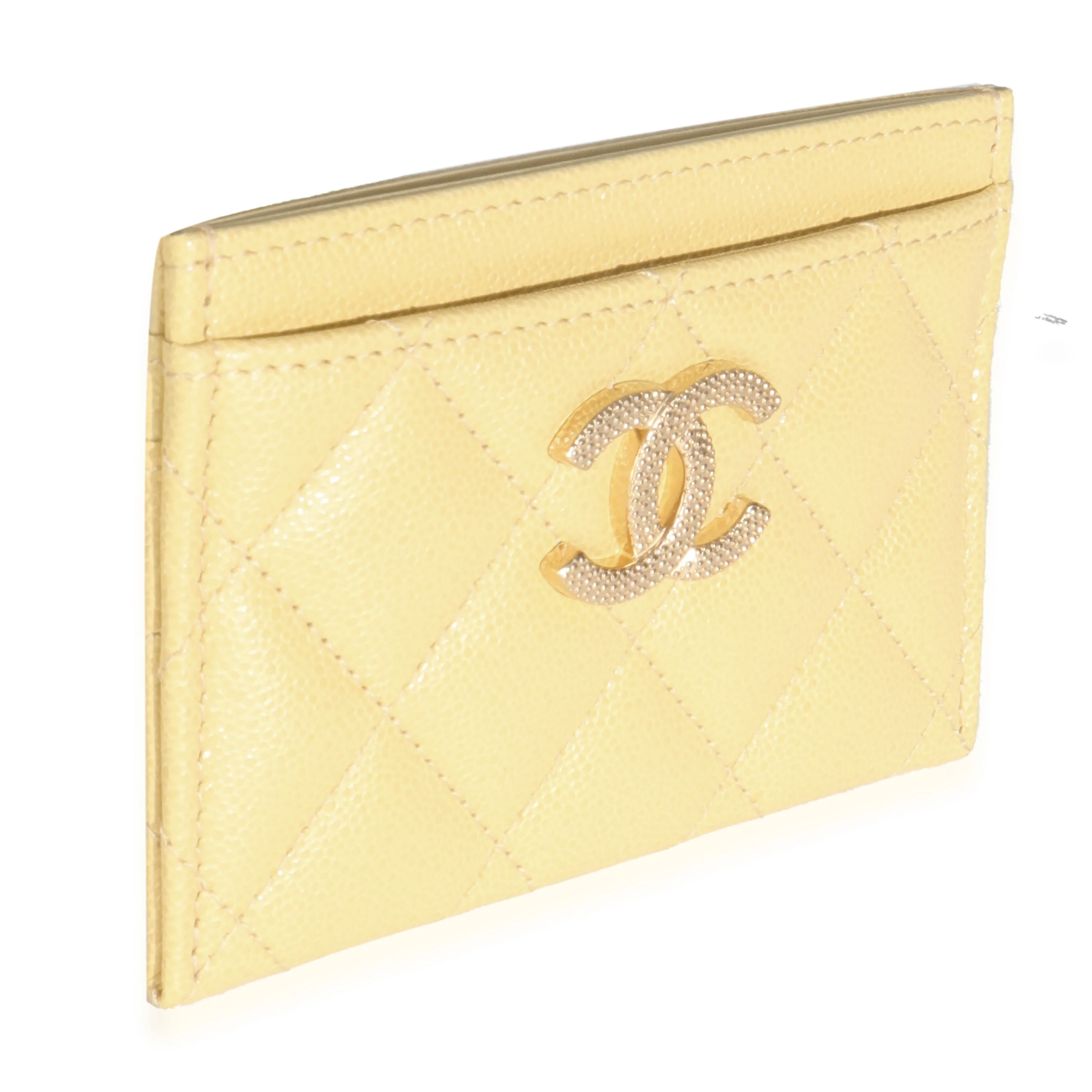 22B Yellow Quilted Card Holder - Image 3