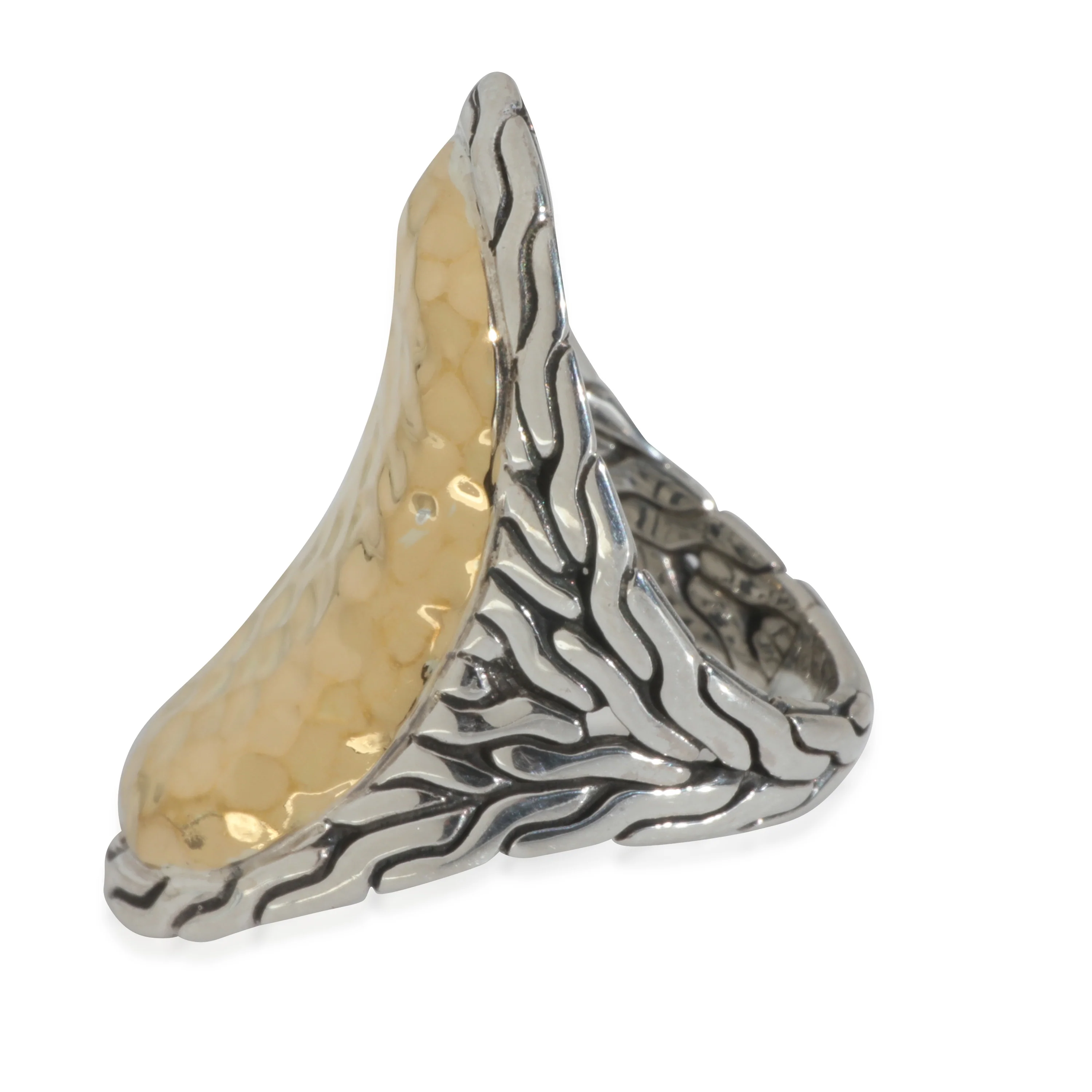Yellow Gold & Sterling Silver Palu Hammered Saddle Ring - Image 2