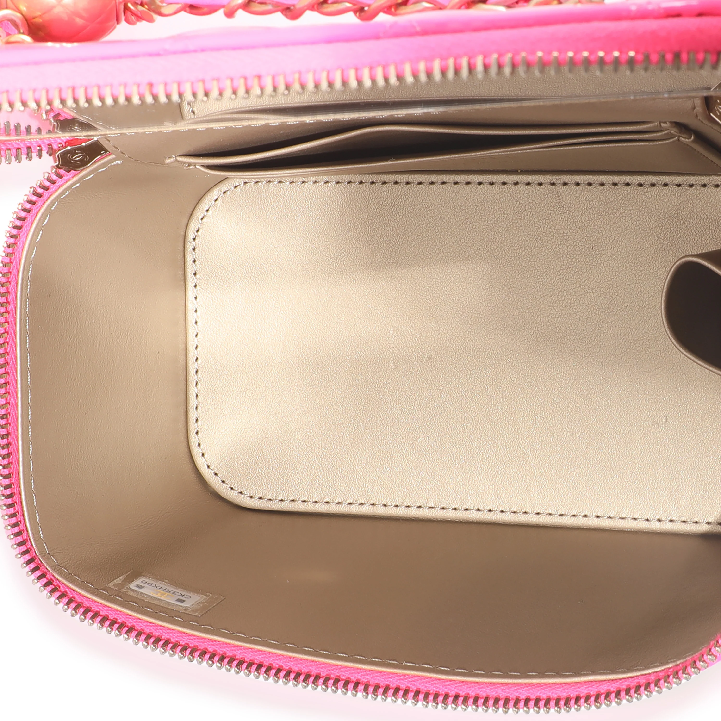 Neon Pink Quilted Patent Pearl Crush Vanity - Image 8