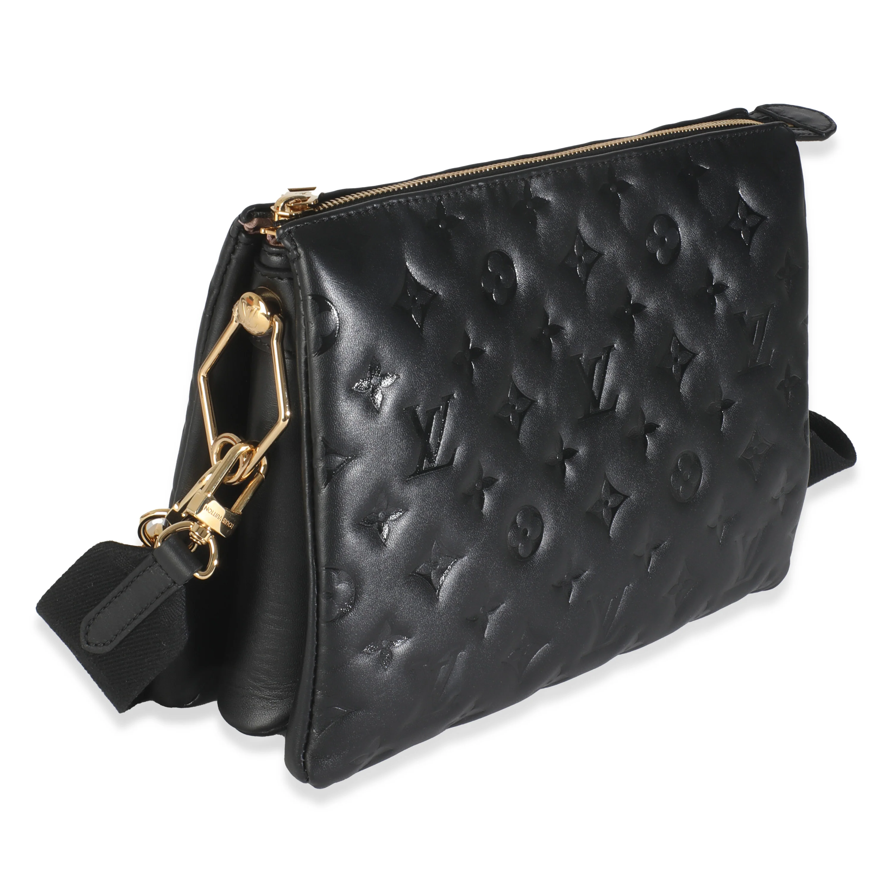 Black Lambskin Embossed Monogram Coussin PM - Image 3