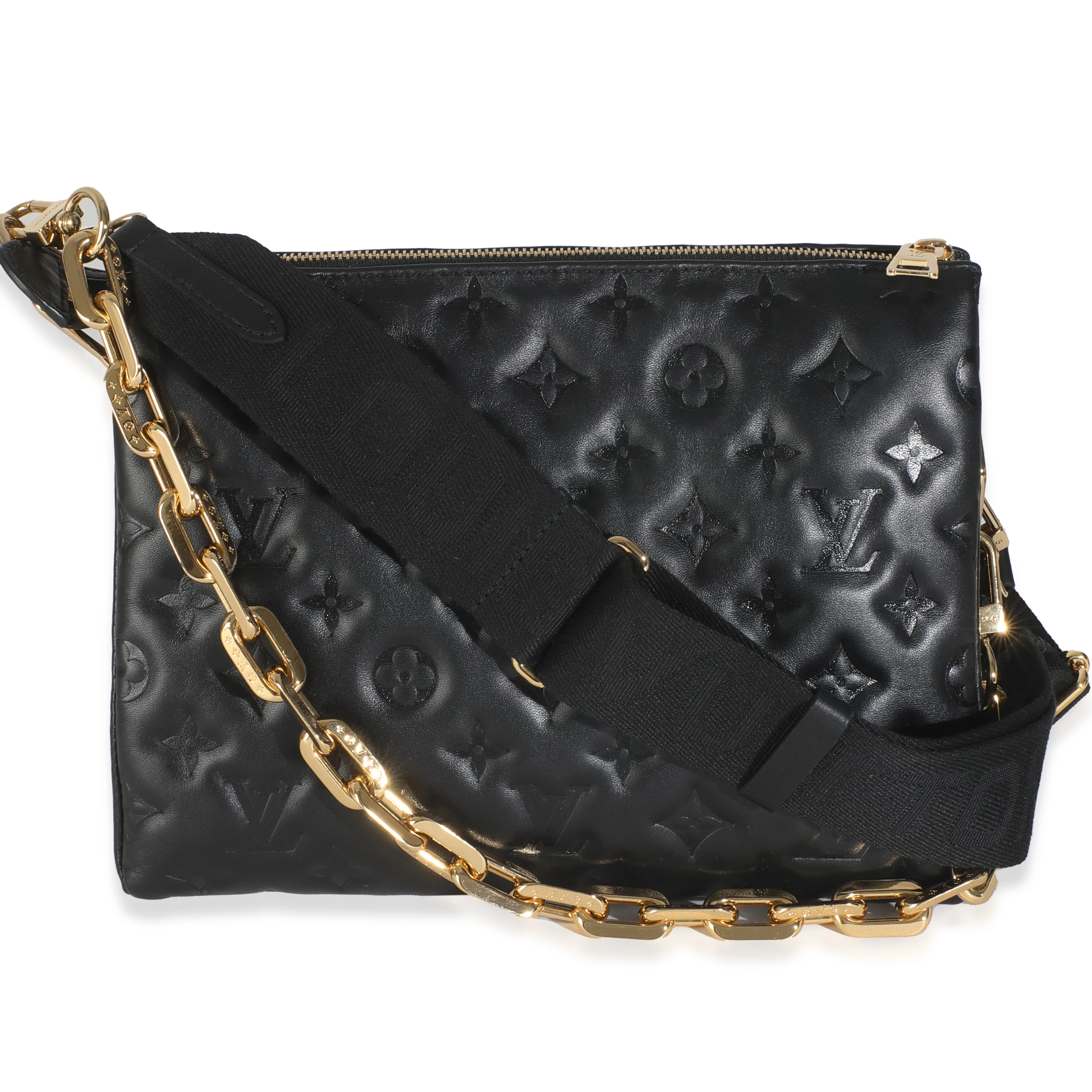 Black Lambskin Embossed Monogram Coussin PM - Image 4