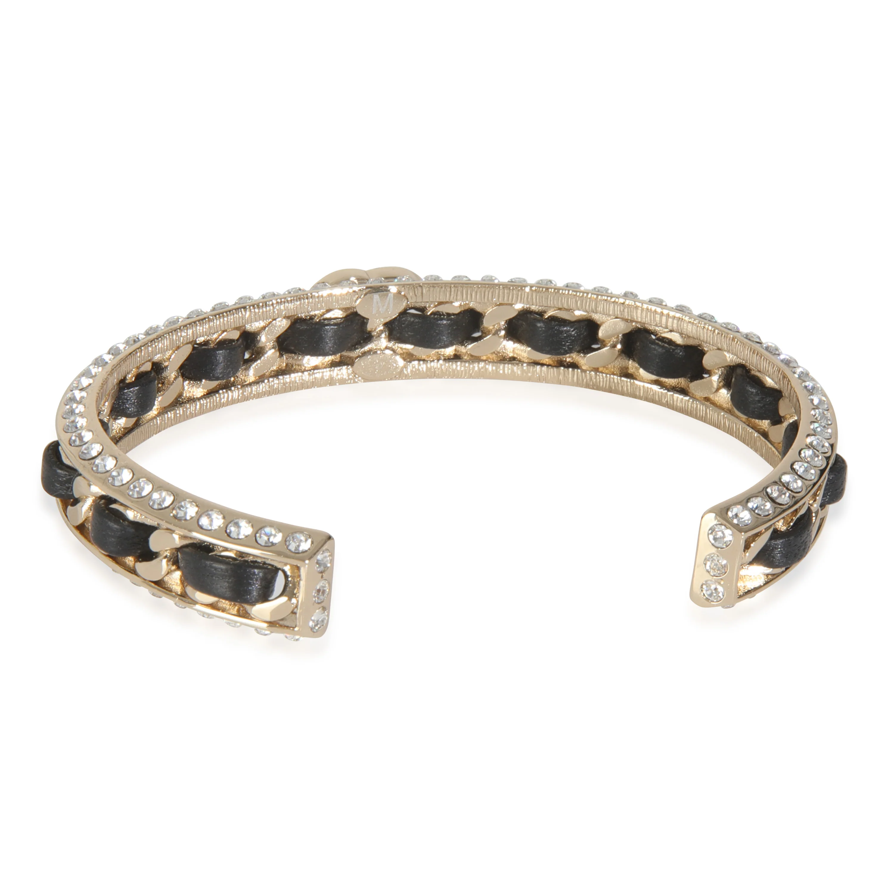 Gold-Plated  2023 Leather & Strass Cuff Bracelet - Image 4