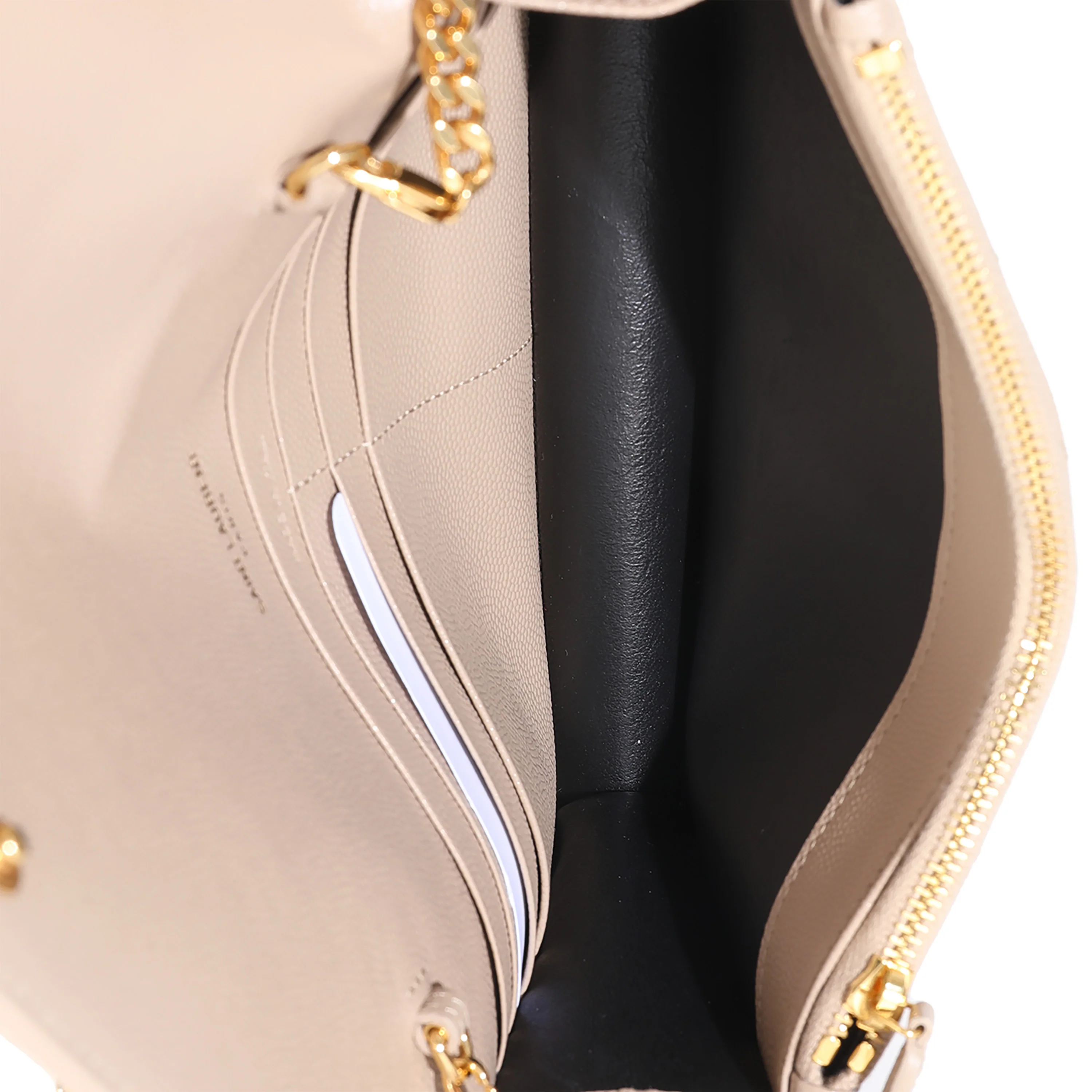 Dark Beige Grain De Poudre Cassandre Envelope Chain Wallet - Image 8