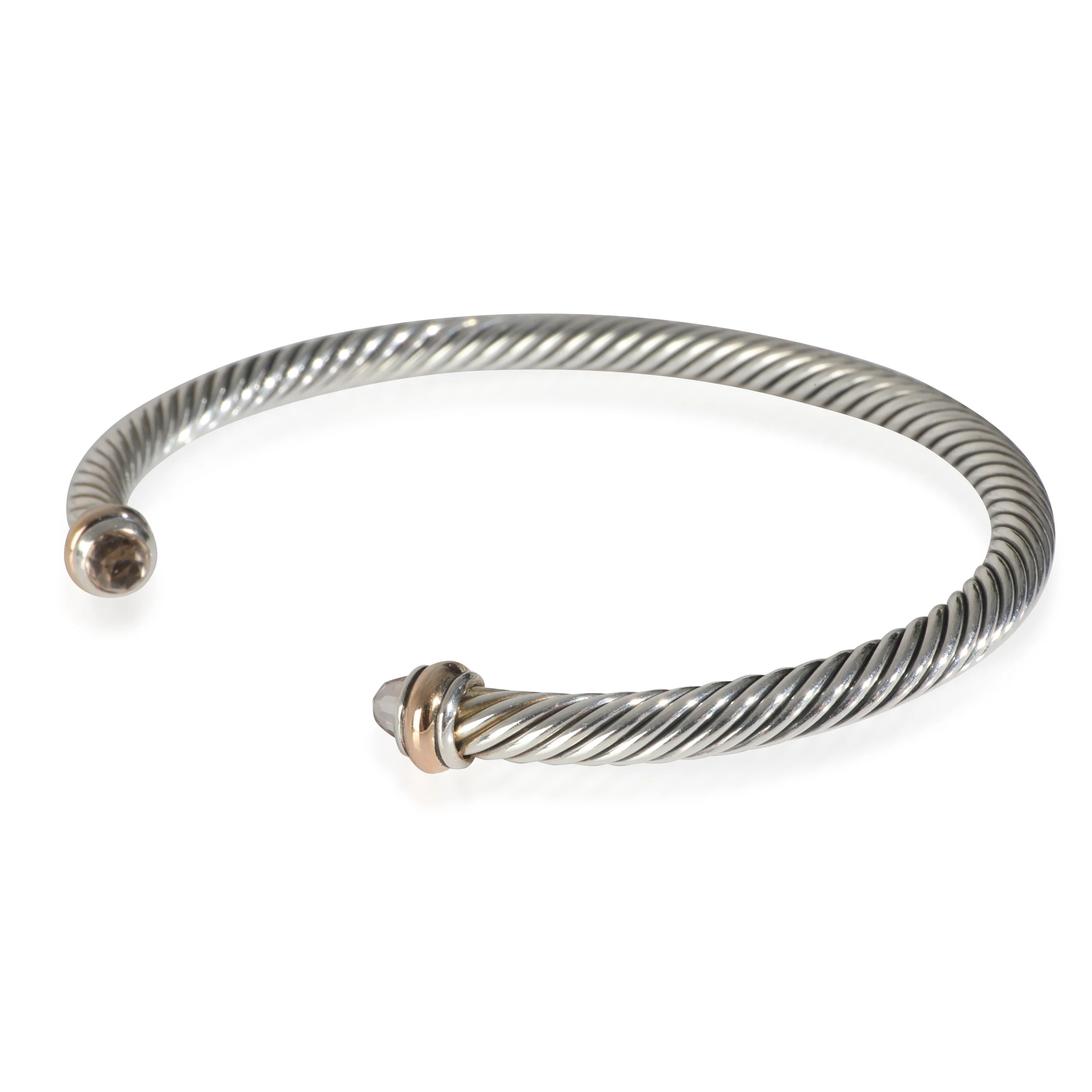 Rose Gold & Sterling Silver Morganite Cable Classic Bracelet - Image 2