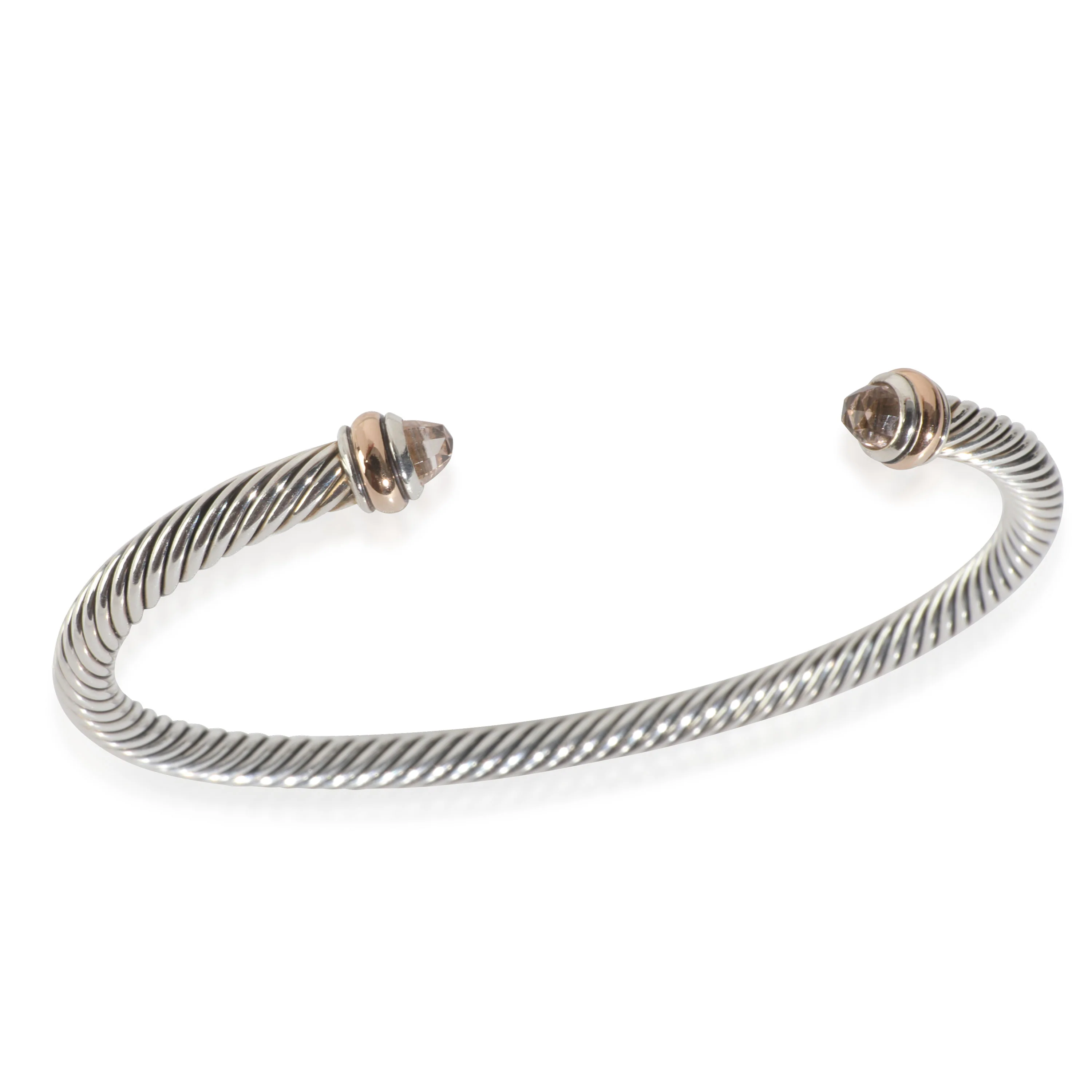 Rose Gold & Sterling Silver Morganite Cable Classic Bracelet - Image 3